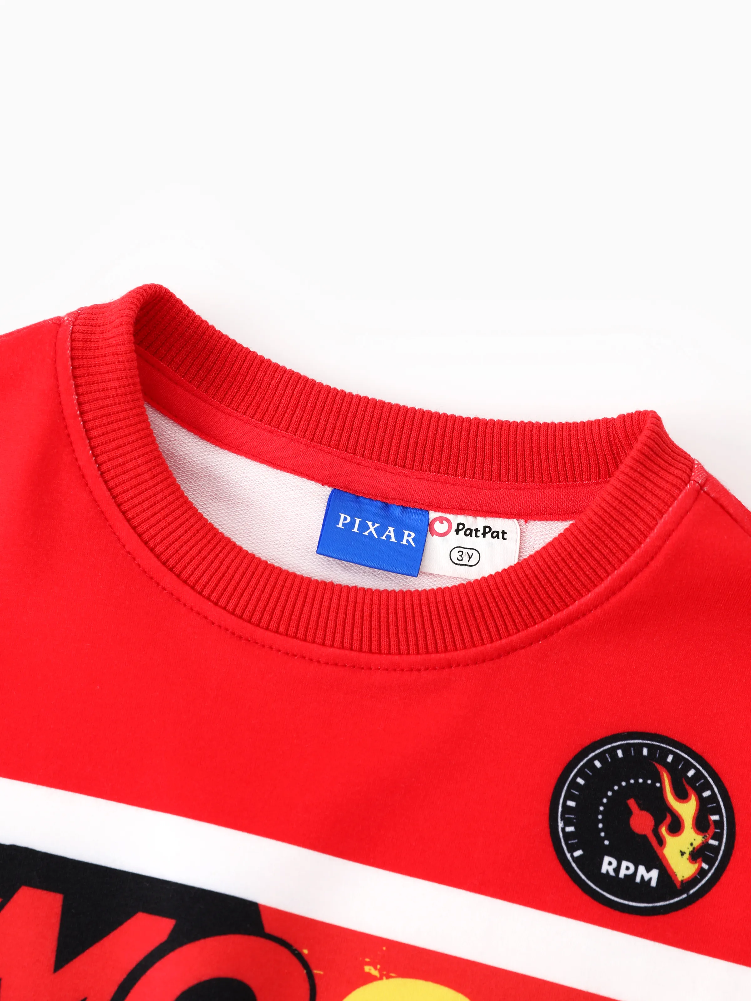 Cars Toddler Boy Checkerboard Print Colorblock Sweatshirt Red - Image 3