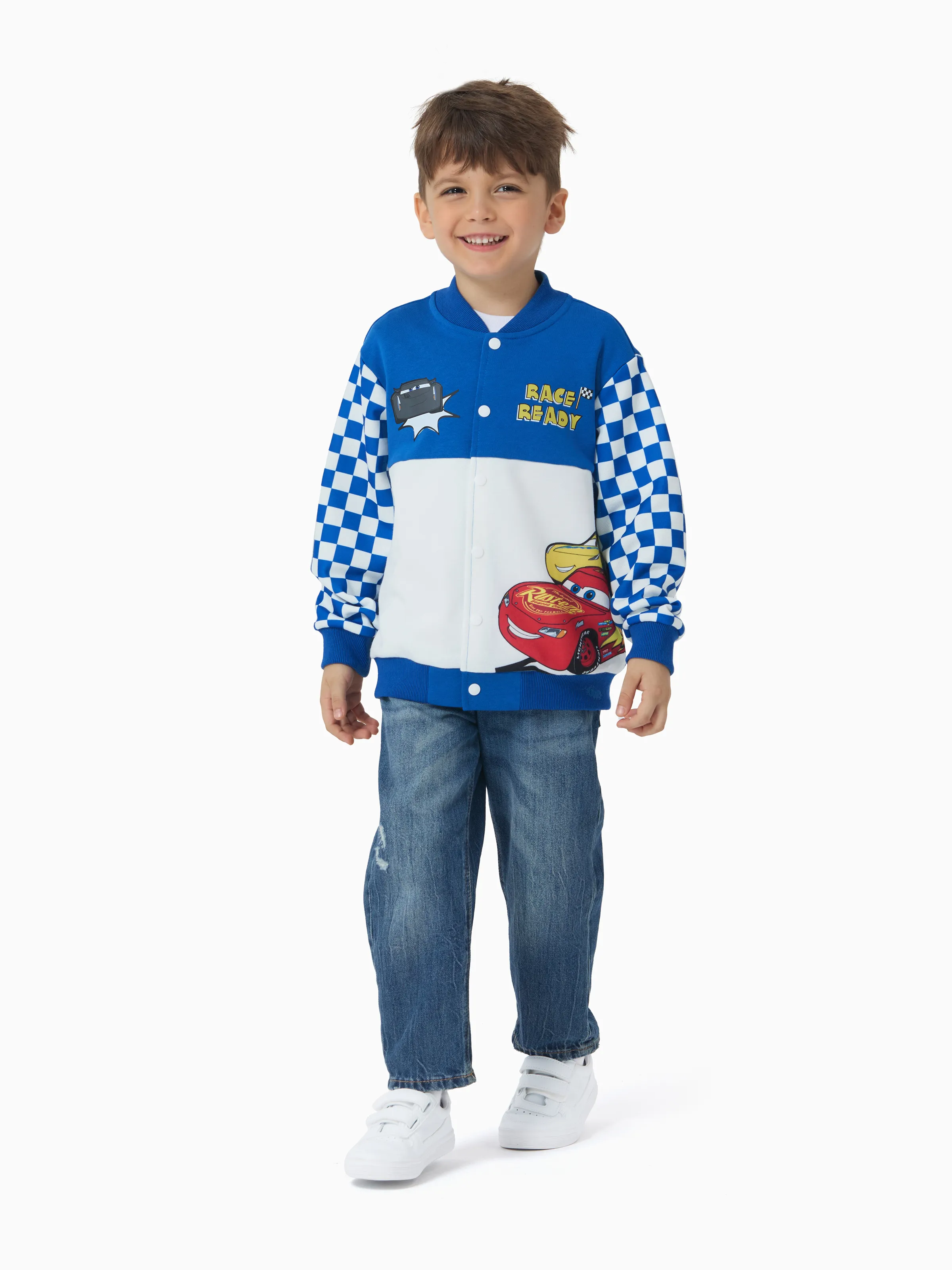 Cars Toddler Boy Lightning McQueen Ramirez Snap-button Knit Fabric Bomber Jacket Blue - Image 3