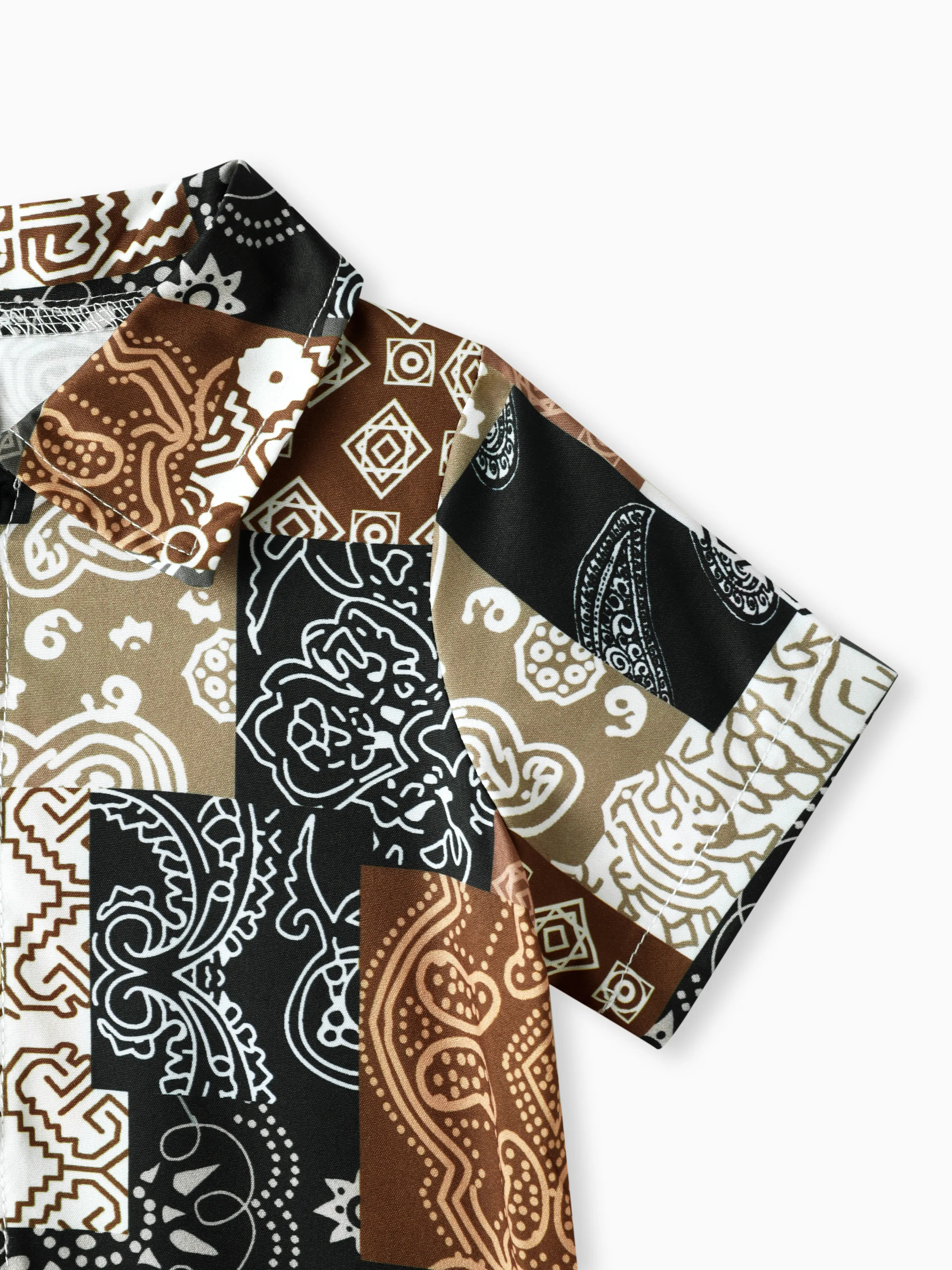 Casual Ethnic 2pcs Set for Baby Boy with Lapel, 100% Polyester, Regular Brown - Image 4