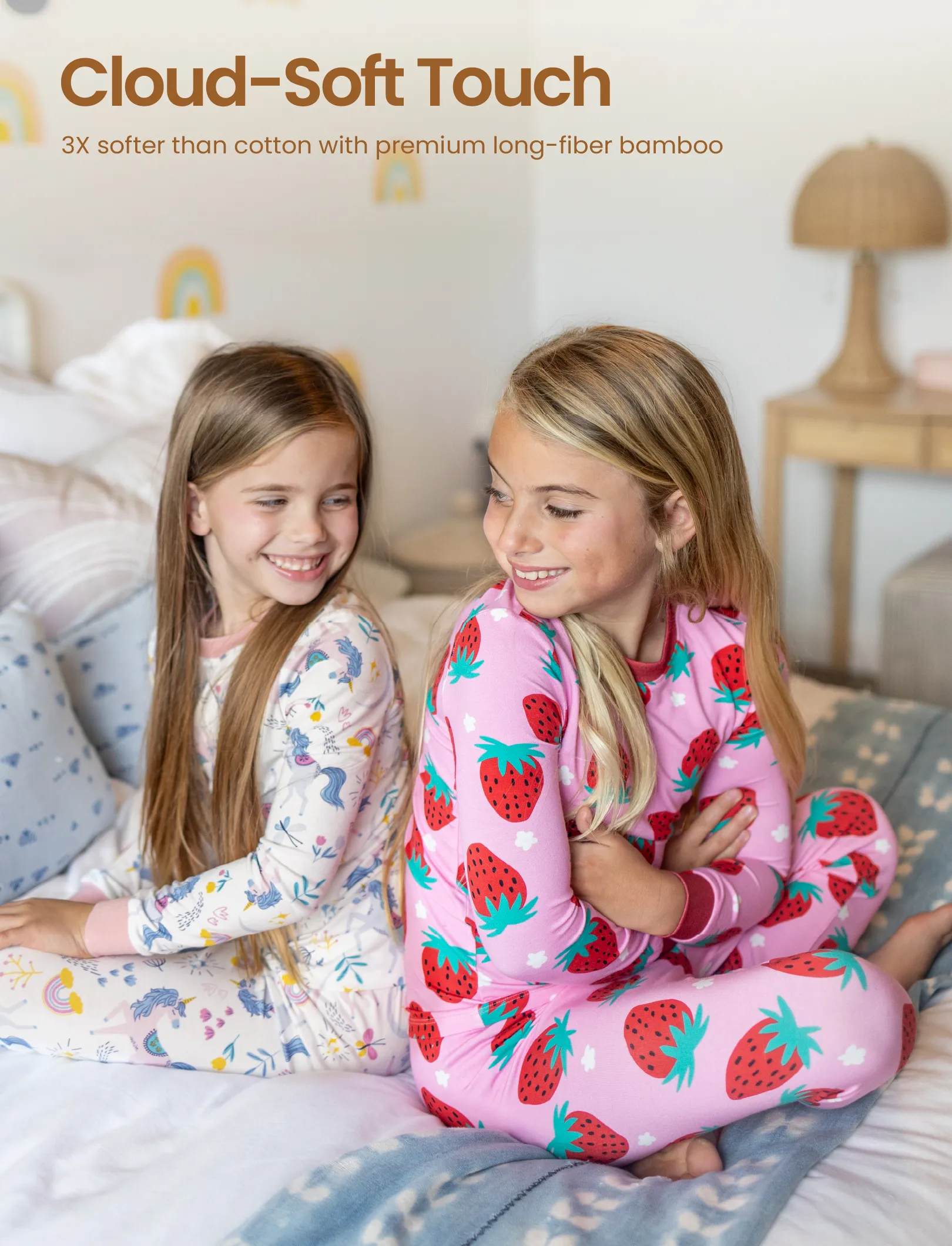 Christmas / Halloween Pajama 2-Piece Upgraded Thick Bamboo Pajama Set With Childlike Print for Toddler / Kids Girl (Snug-Fitting) Red - Image 3