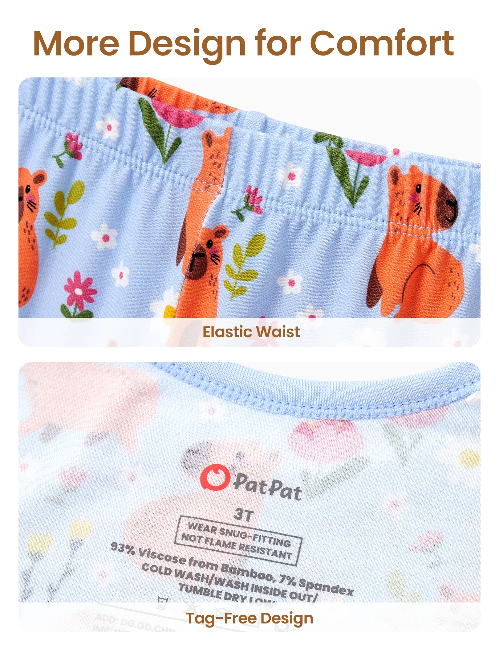 Christmas / Halloween Pajama 2-piece Bamboo Pajamas Set With Childlike Print for Baby / Toddler( Snug-Fitting) Blue - Image 7