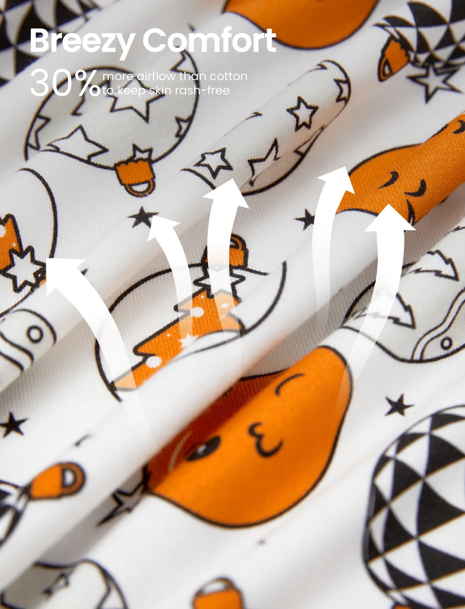 Christmas / Halloween Pajama 2-piece Bamboo Pajamas Set With Childlike Print for Baby / Toddler( Snug-Fitting) Orange - Image 2