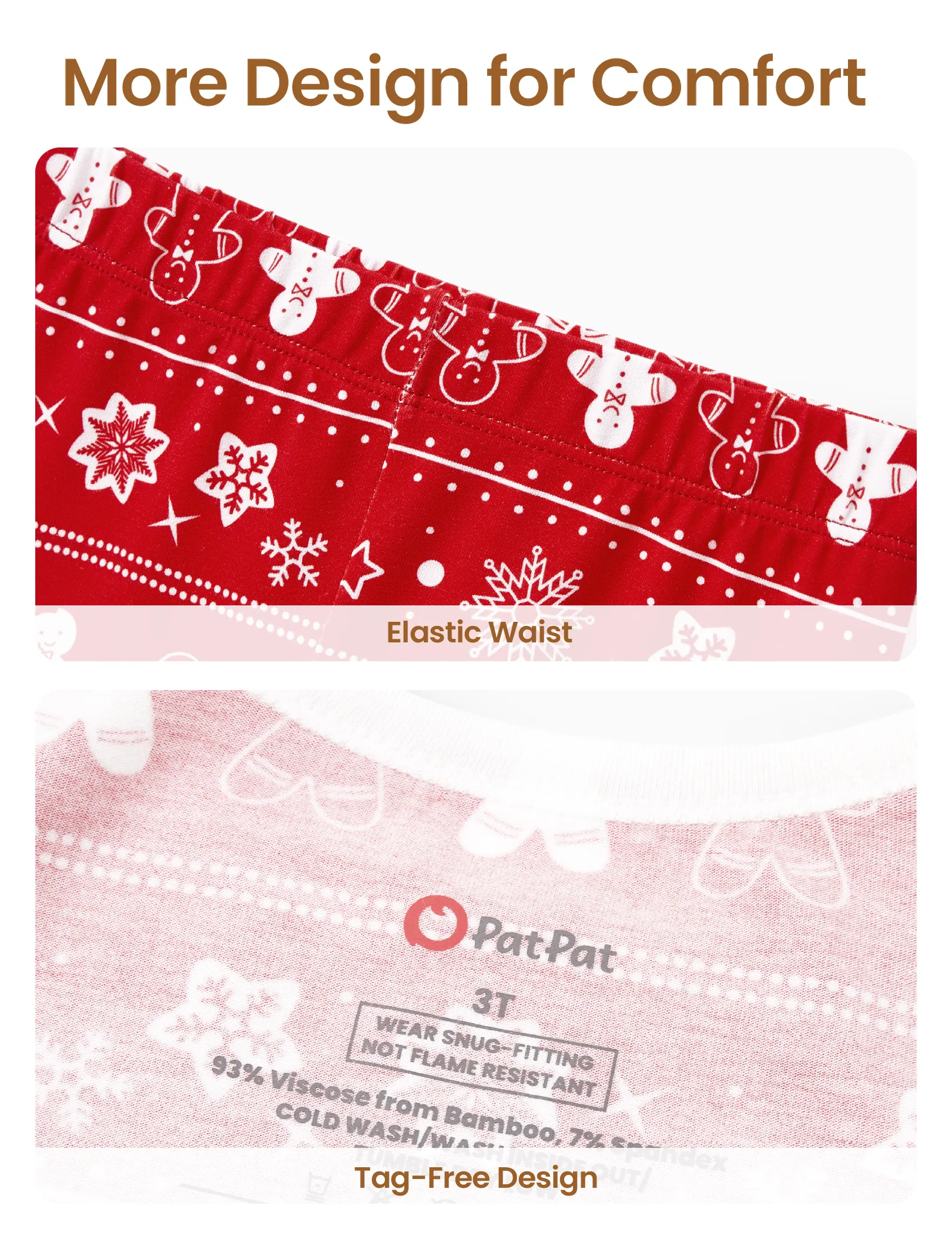 Christmas / Halloween Pajama 2-piece Bamboo Pajamas Set With Childlike Print for Baby / Toddler( Snug-Fitting) Red - Image 7