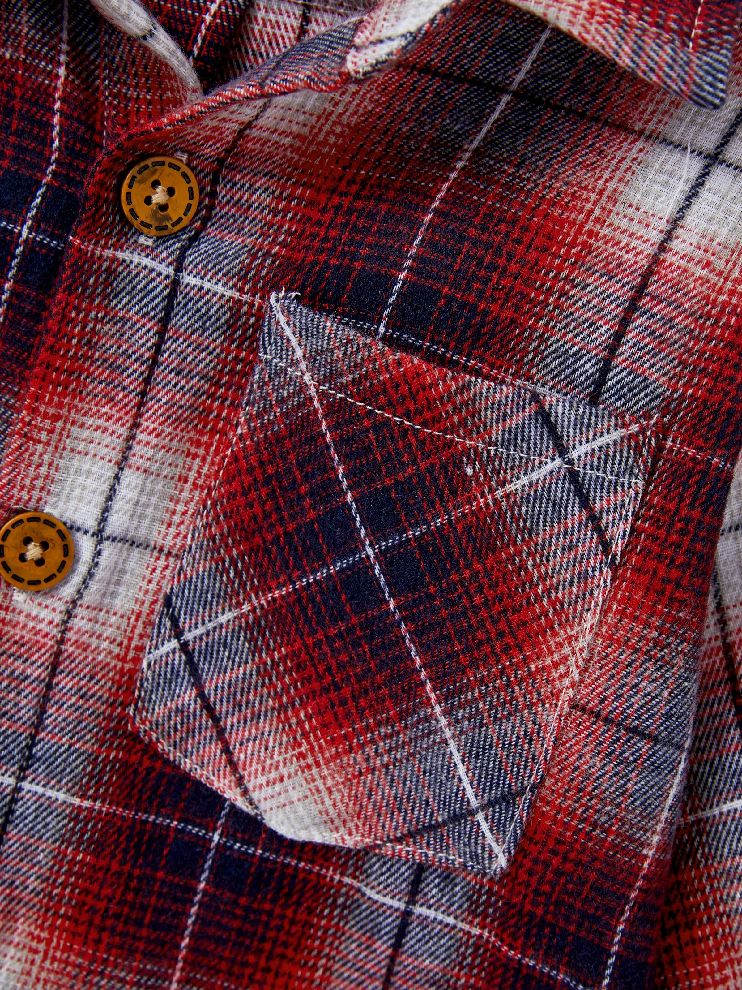 Christmas Plaid Matching Family Outfits Dad/Son Long-sleeve Shirts or Mom/Daughter Dresses Red - Image 15