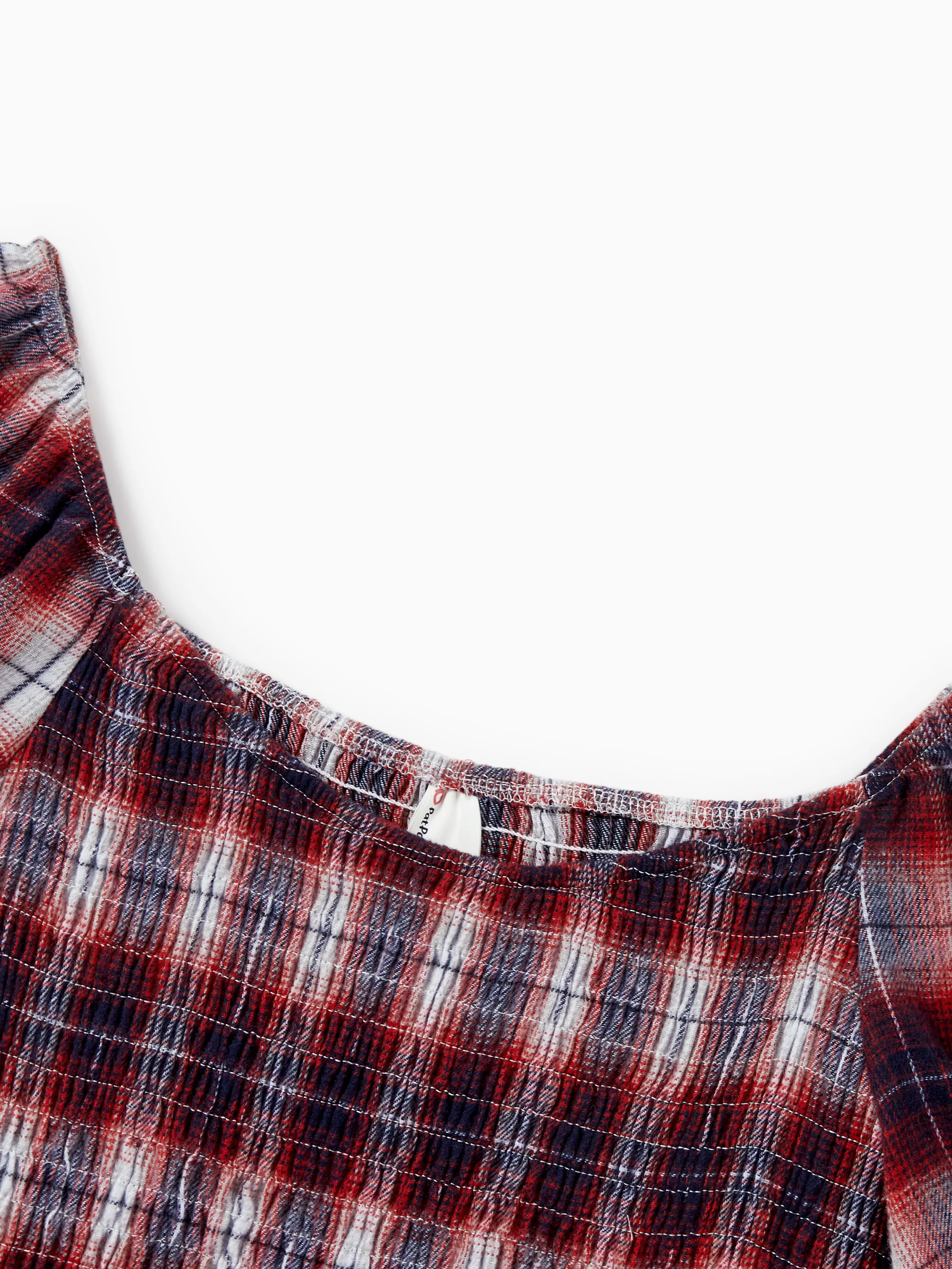 Christmas Plaid Matching Family Outfits Dad/Son Long-sleeve Shirts or Mom/Daughter Dresses Red - Image 4