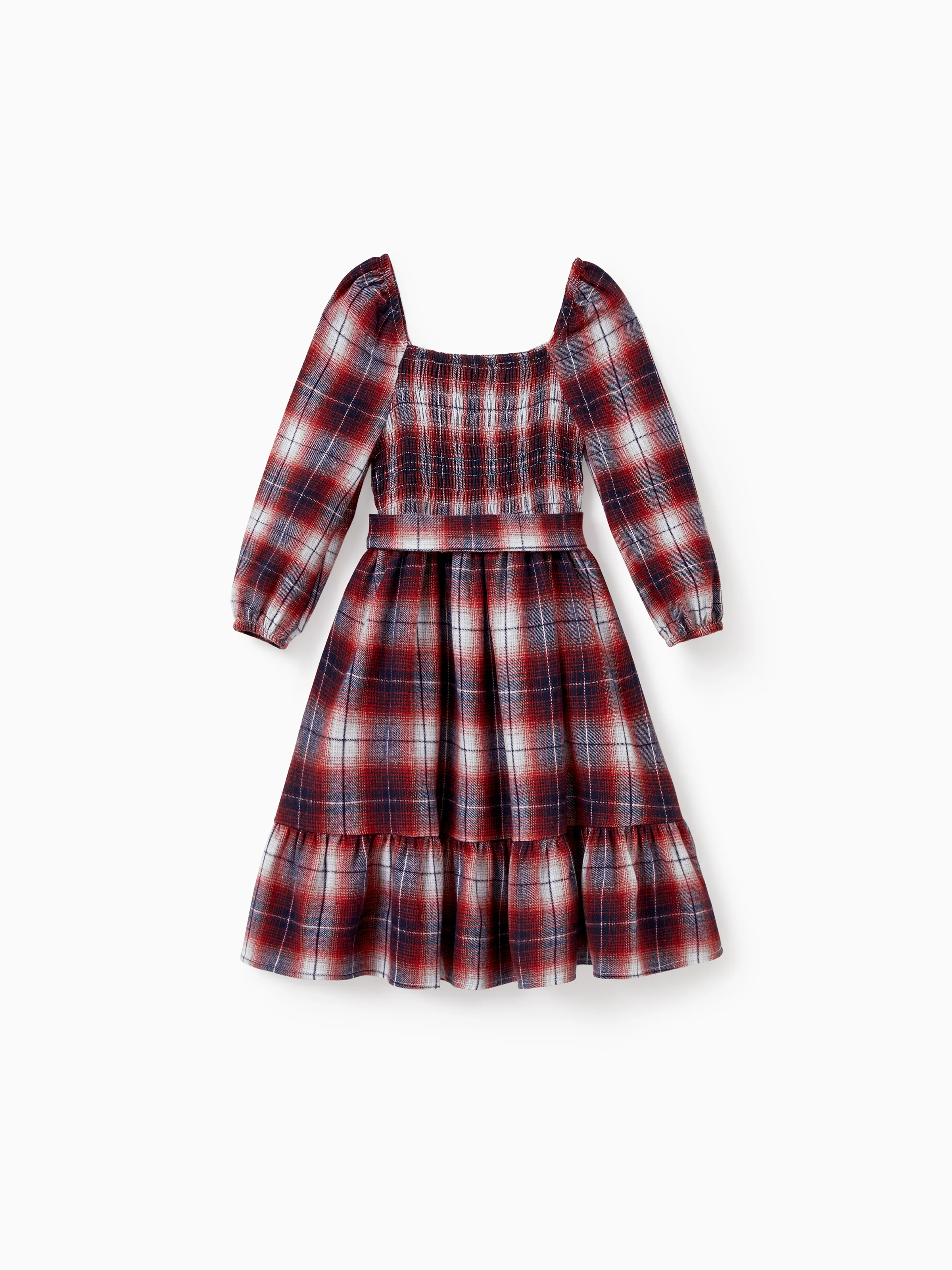 Christmas Plaid Matching Family Outfits Dad/Son Long-sleeve Shirts or Mom/Daughter Dresses Red - Image 8