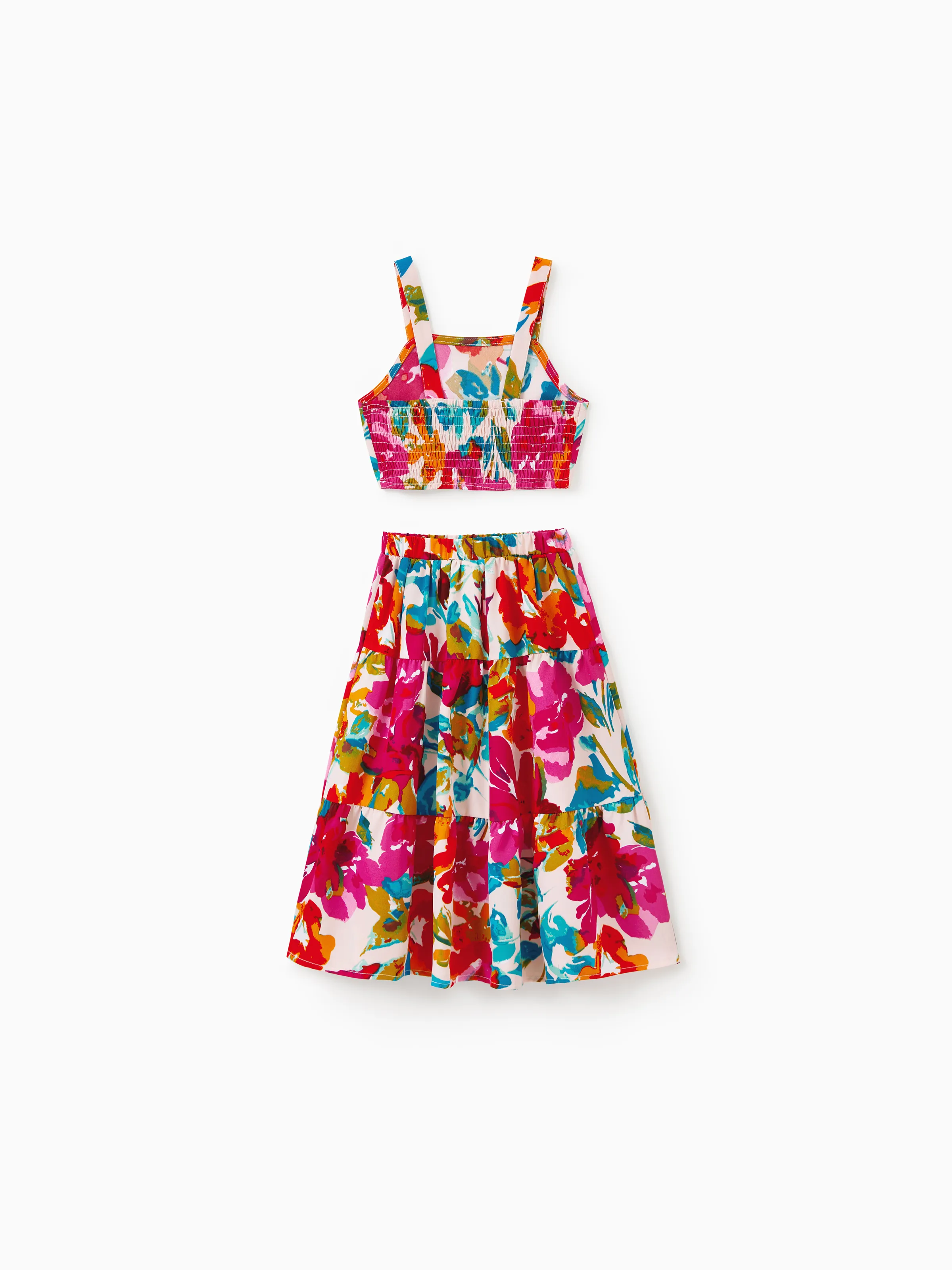 Colorful Family Matching Outfits Sleeveless Strap Top and Skirt Co-ord Set & Shirt Sets Summer Vacation Clothe for Beach, Photoshoots, Travel Hot Pink - Image 13