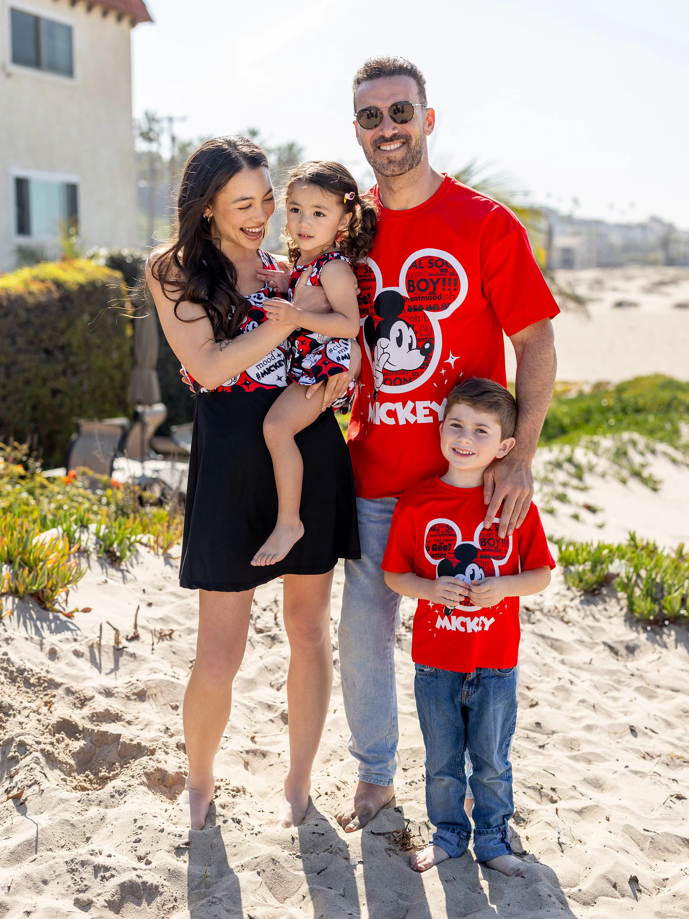Disney Mickey and Friends Daddy and Me Family matching 1pc Mickey Mouse Graffiti Cotton T-shirt or Colorblock Dress with Built-in Shorts & Pockets or Naia™ Allover Romper  Red - Image 2