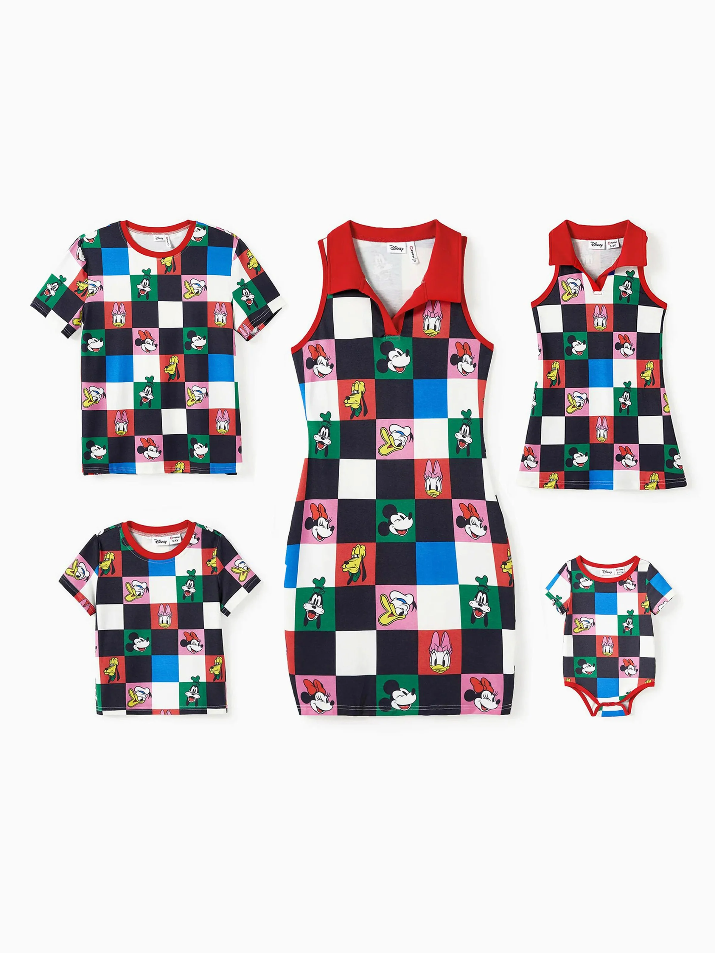 Disney Mickey and Friends Daddy and Me Family Matching Naia™ Colorful Checkered Pattern Top/Sleeveless Dress/Onesie Multi-color - Image 2