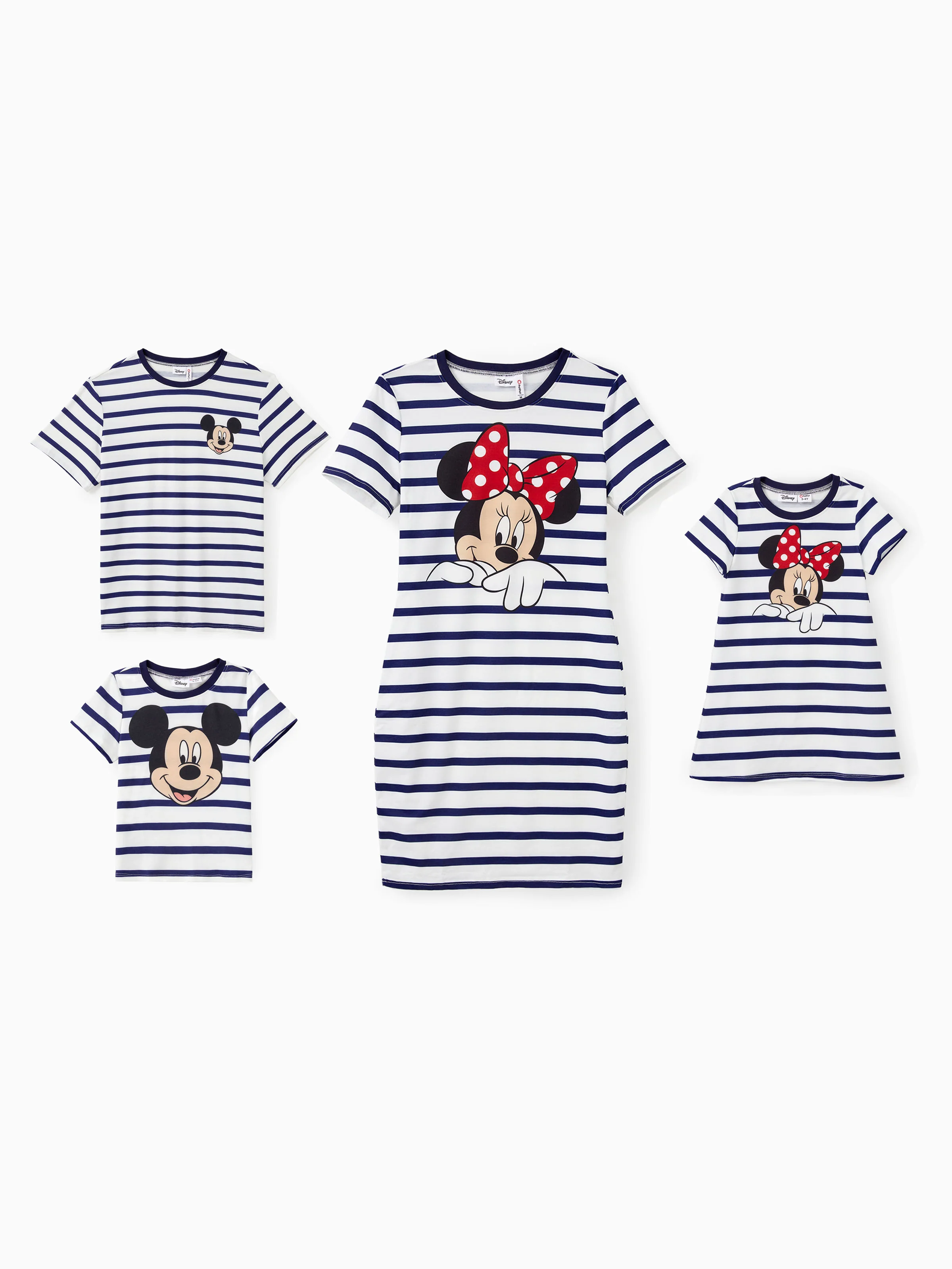 Disney Mickey and Friends Mommy and Me Family Matching Stripe & Character Print Short-sleeve Naia™Dresses and T-shirts Sets COLOREDSTRIPES - Image 3