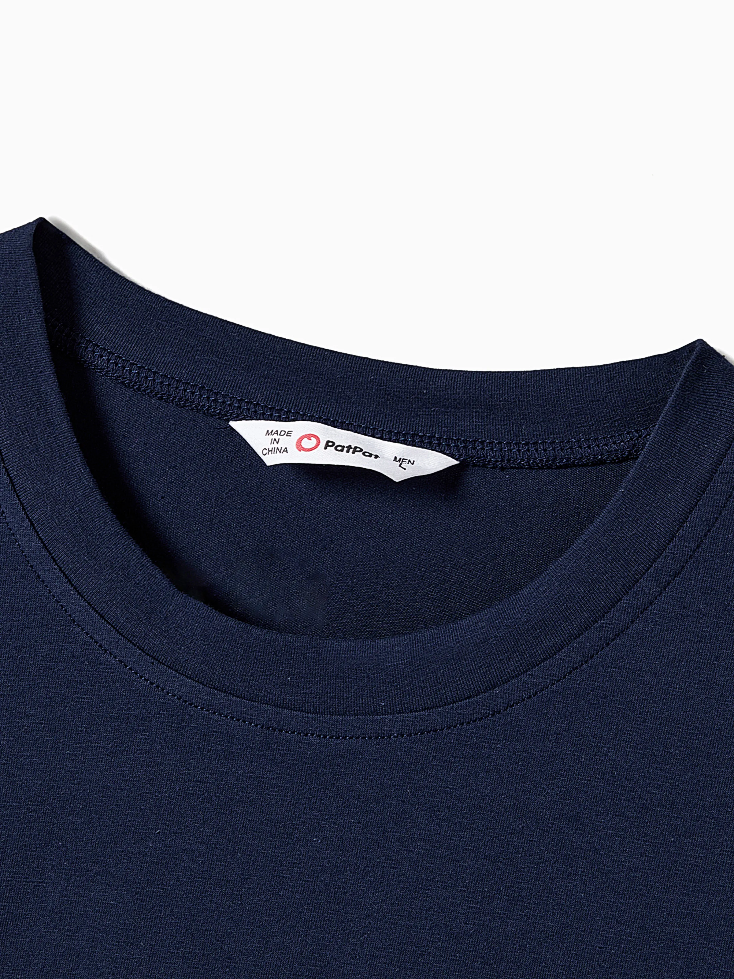 Daddy and Me Family Matching Casual Dress or T-Shirt, Solid Color, Fabric Stitching royalblue - Image 6
