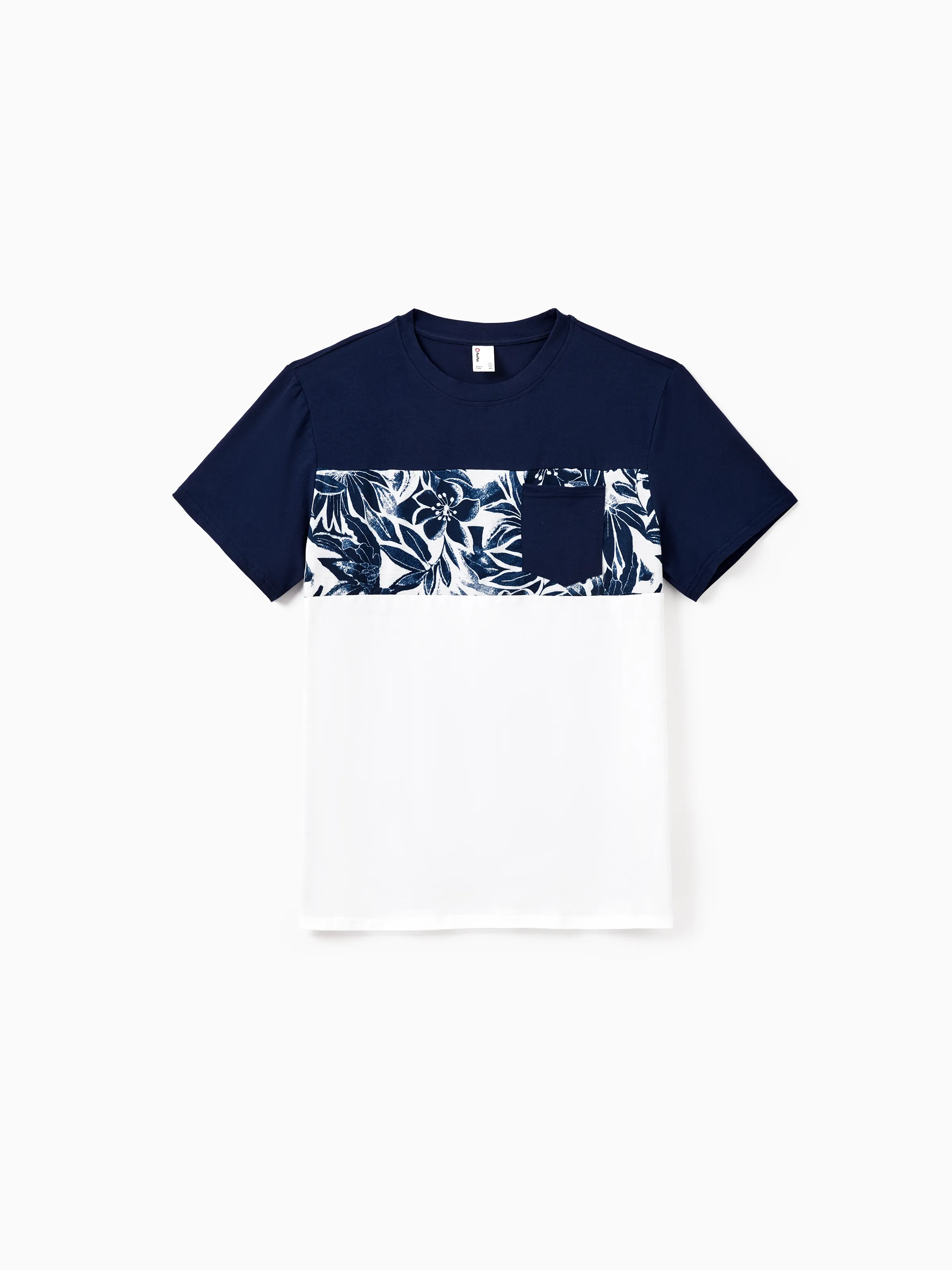 Daddy and Me Family Matching Cotton Tee Flora Print Splicing Shirt or Tank Dress Deep Blue - Image 3