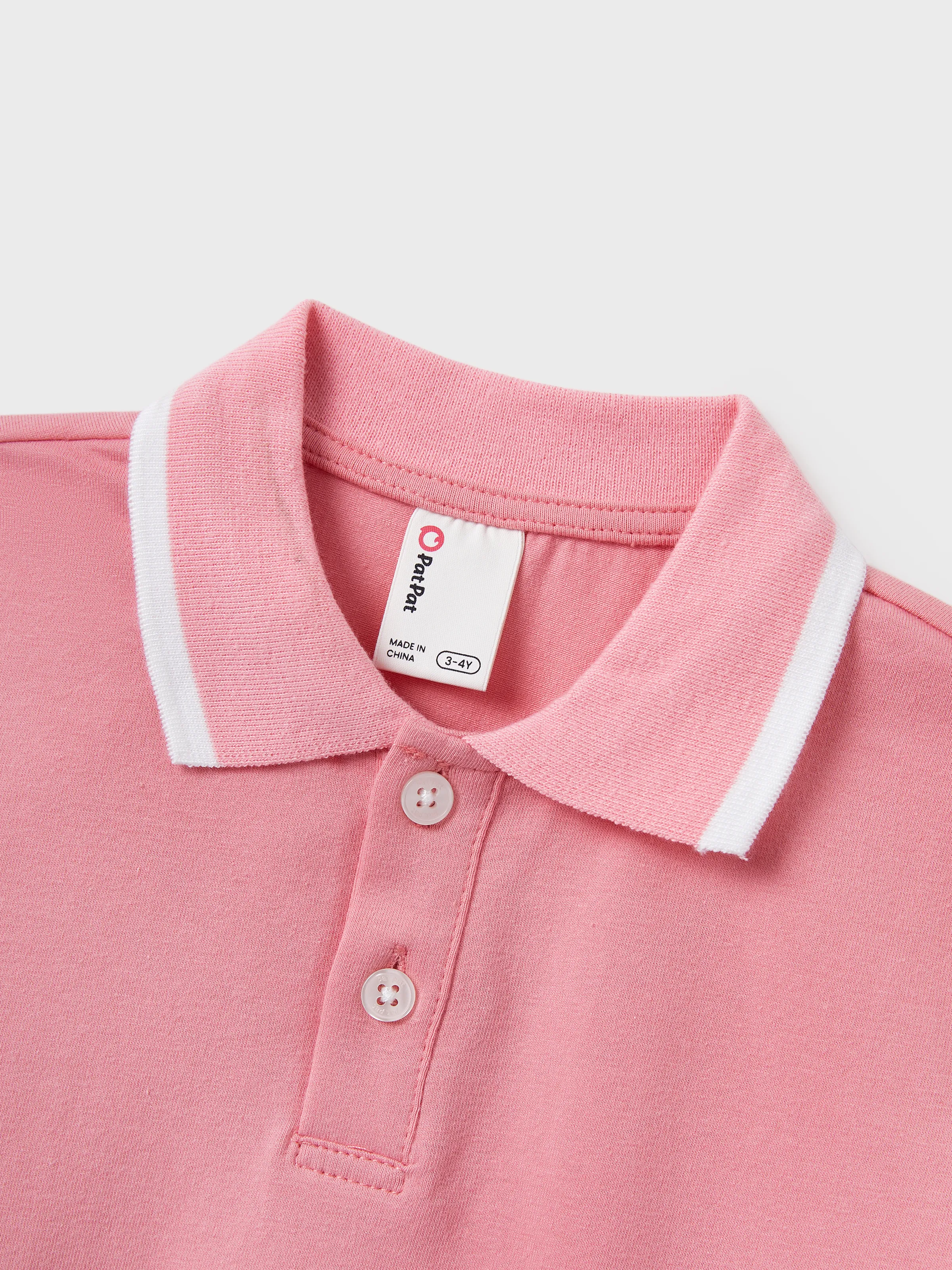 Daddy and Me Family Matching Outfits Set Solid Color Short-sleeve Polo Collar Shirt or Flower Print Hollow out Dress  Pink - Image 10