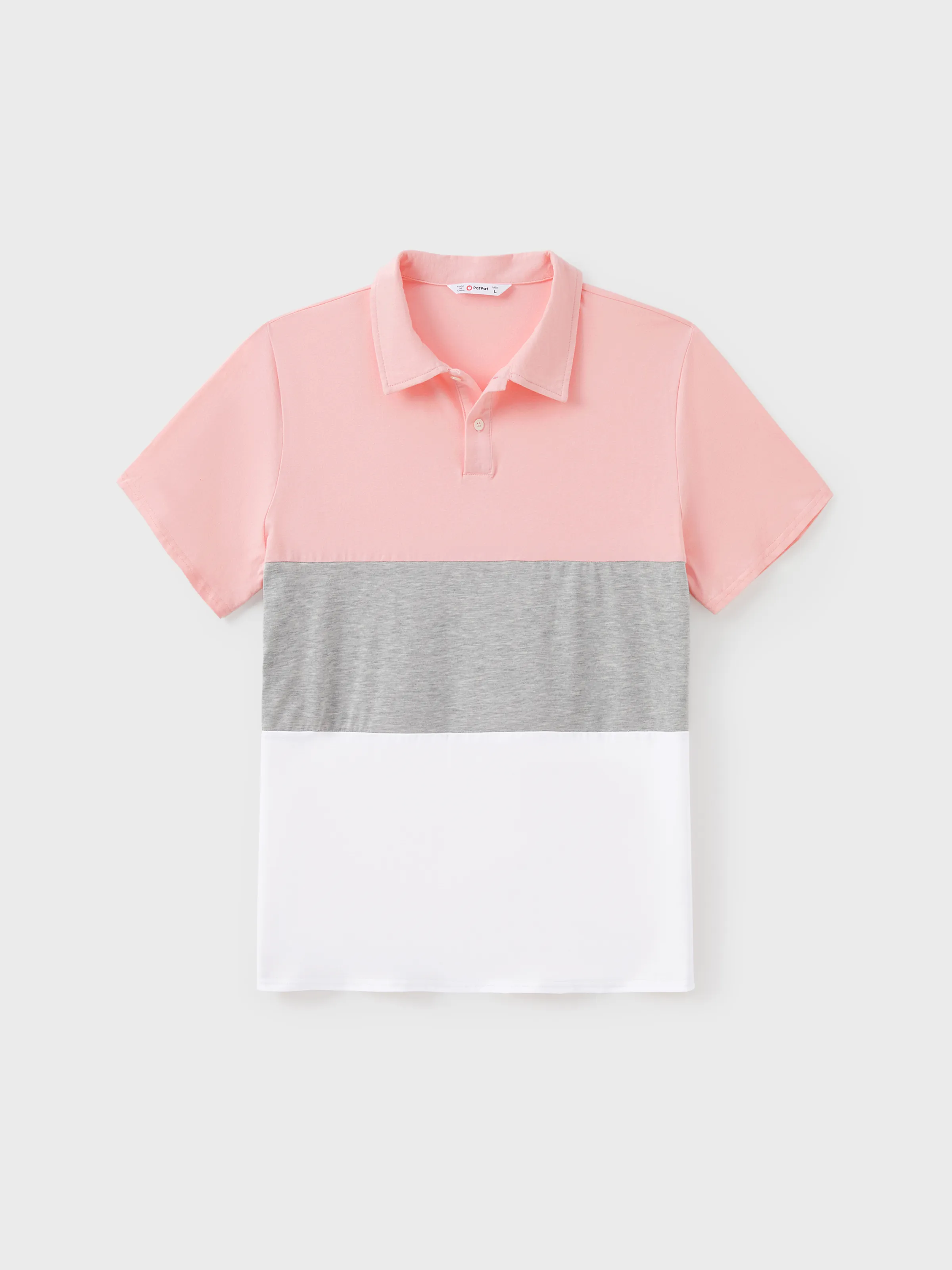 Daddy and Me Family Matching Pink Sleeveless Splicing Floral Print Midi Dresses and Colorblock Short-sleeve Polo Shirts Sets Pink - Image 3