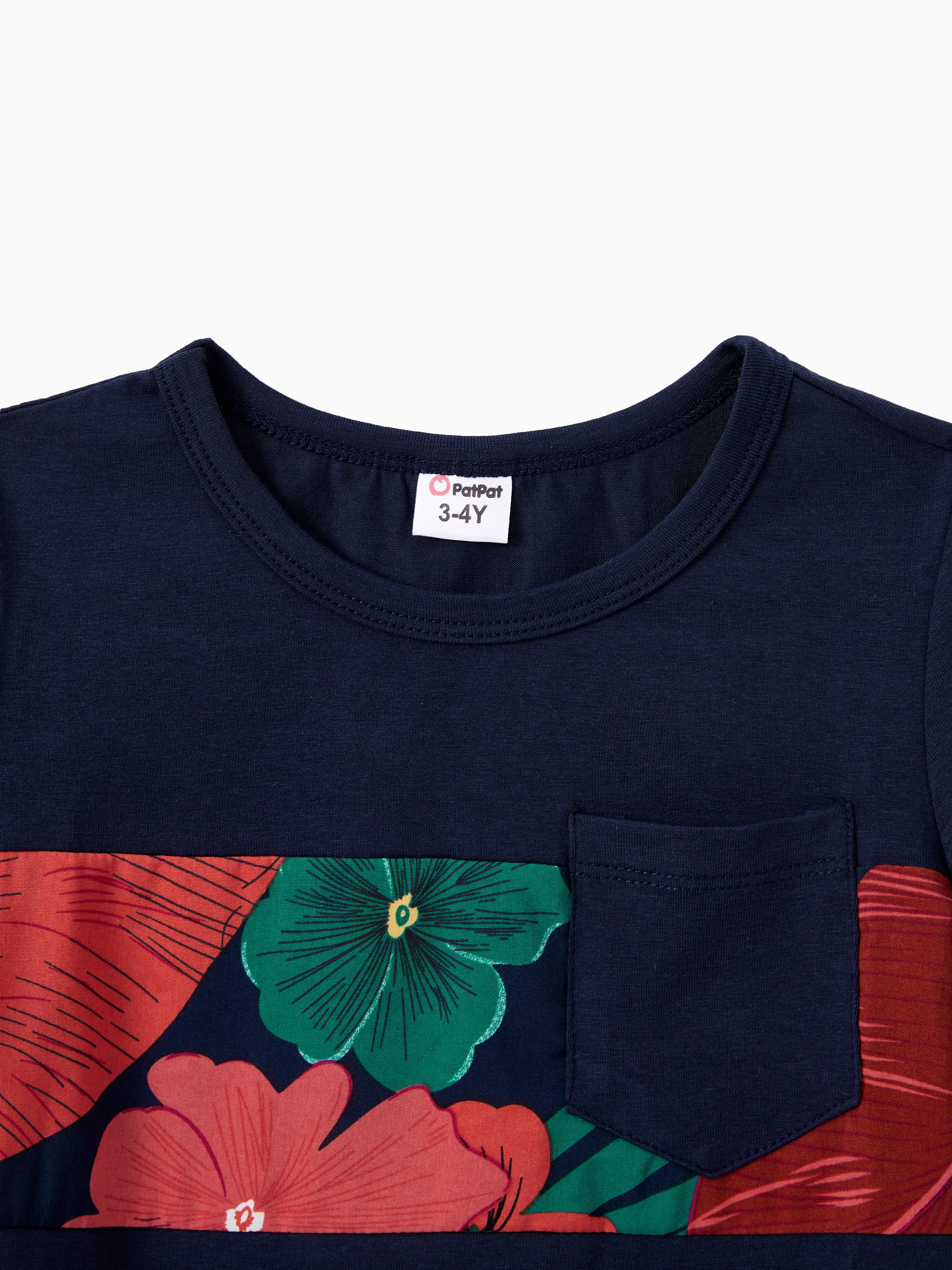 Daddy and Me Family Matching Sets Floral Panel Black tee and V-neck Strap Dress with Hidden Snap  Deep Blue - Image 10