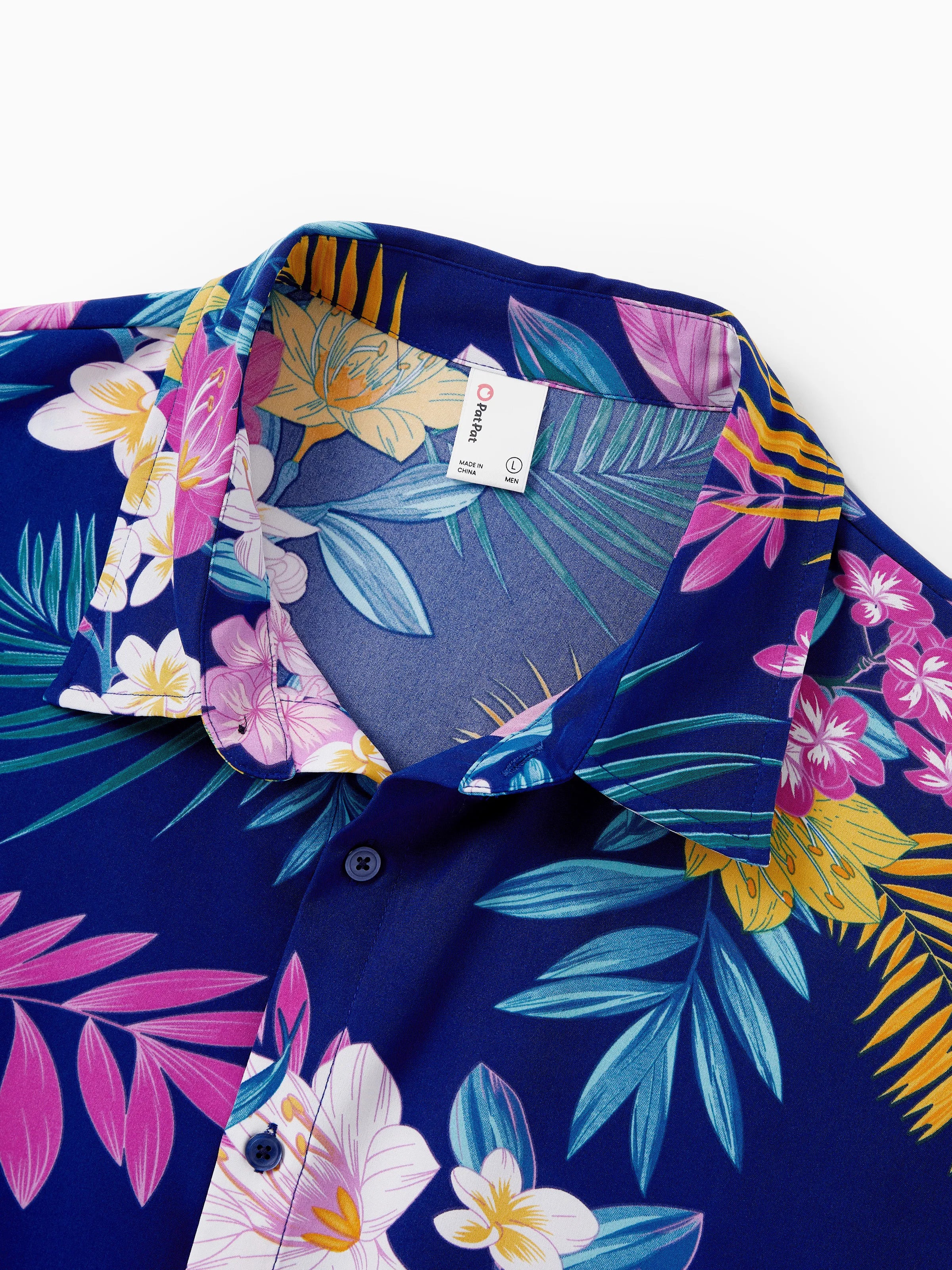 Daddy and Me Matching Family Hawaiian Outfits Tropical Floral Print Strap Dress or Short-sleeve Shirts & Shorts Set Summer Beachwear Set for Vacation  Deep Blue - Image 8