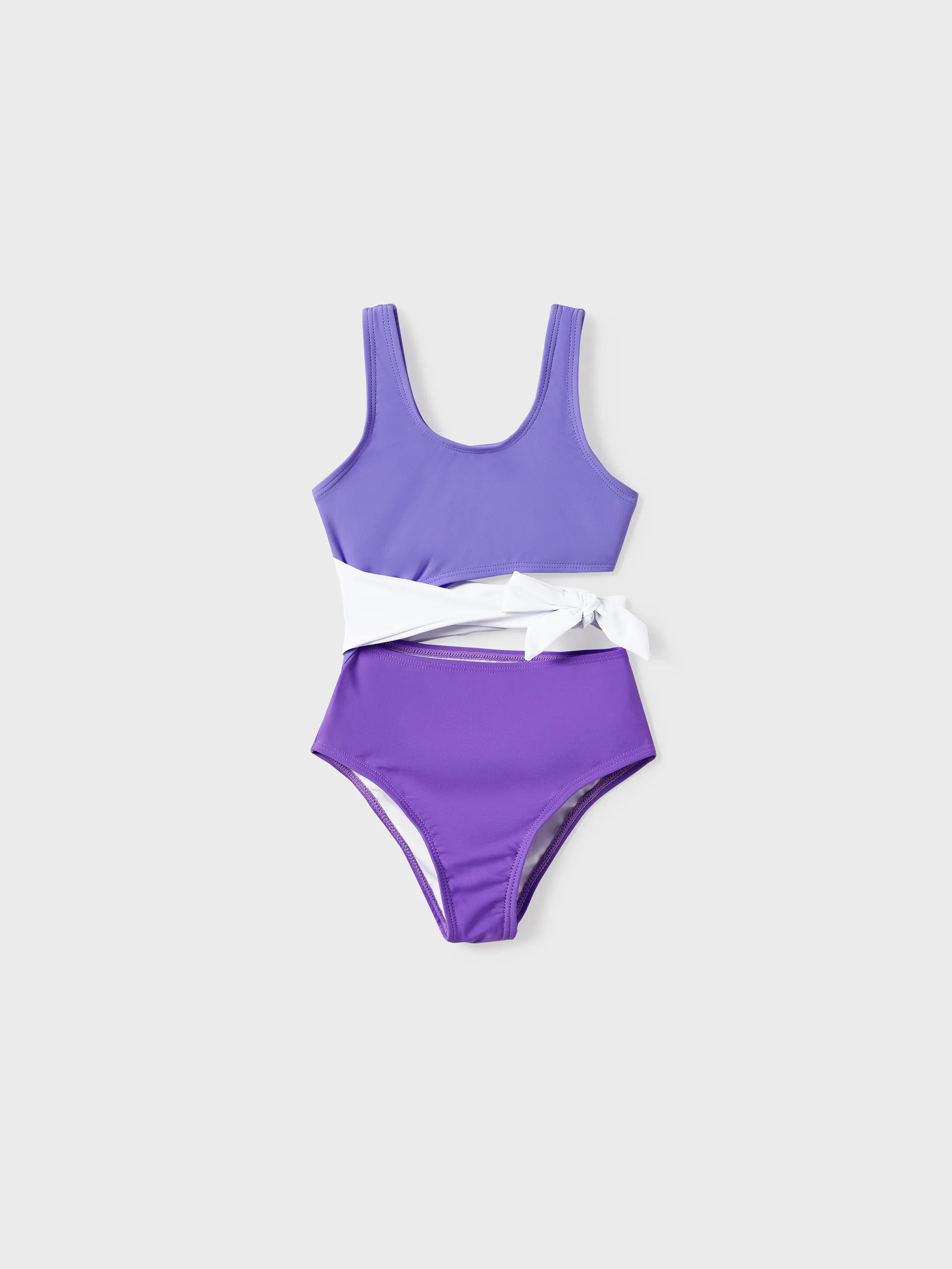 Daddy & Daughter Color-block Swim Trunks or One-shoulder Side Knot One-Piece Swimsuit (Quick-Dry) ColorBlock - Image 8