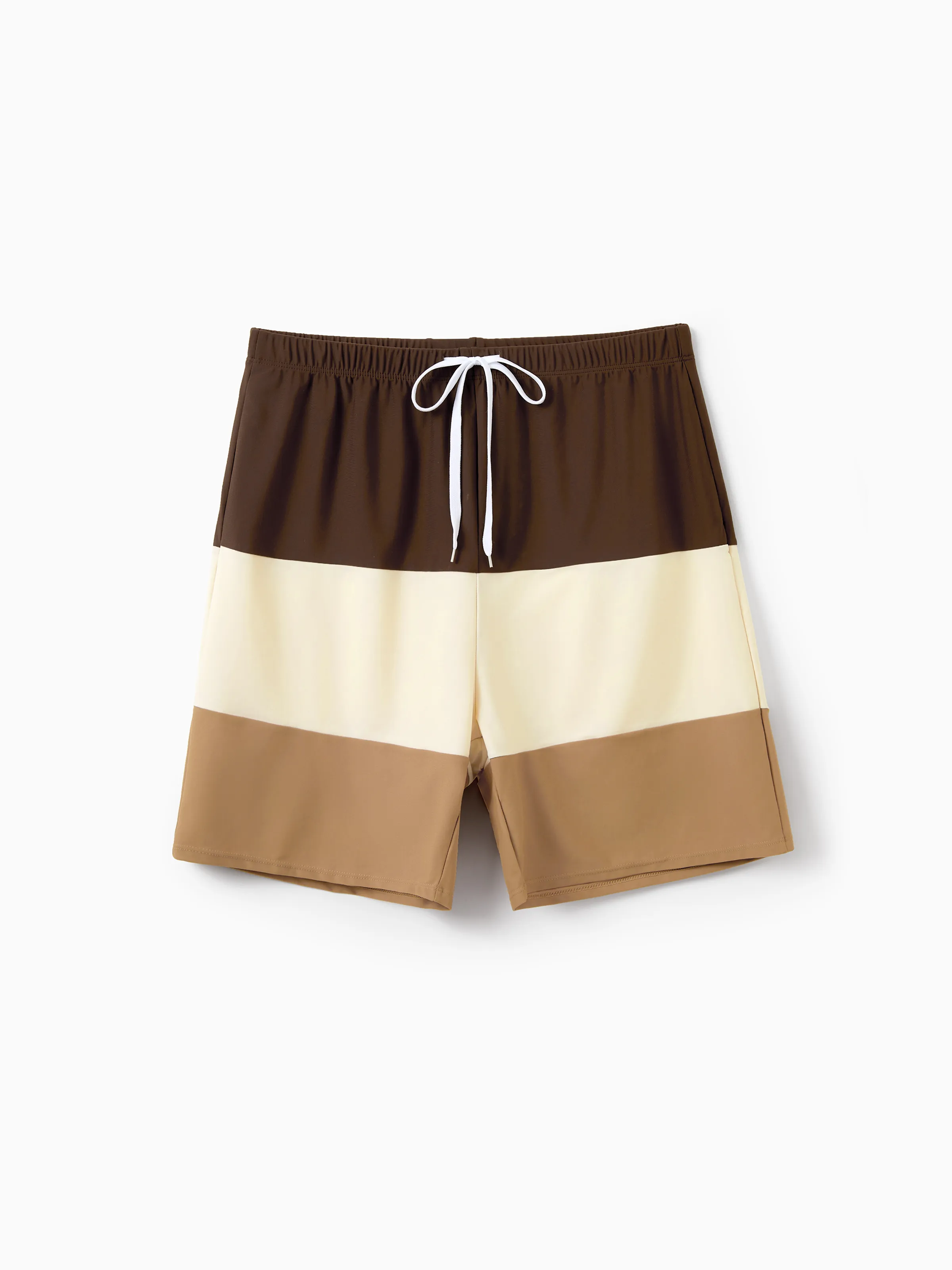 Daddy & Daughter Color Block Swimsuits Summer Beach Vacation Swimwear Coffee - Image 3