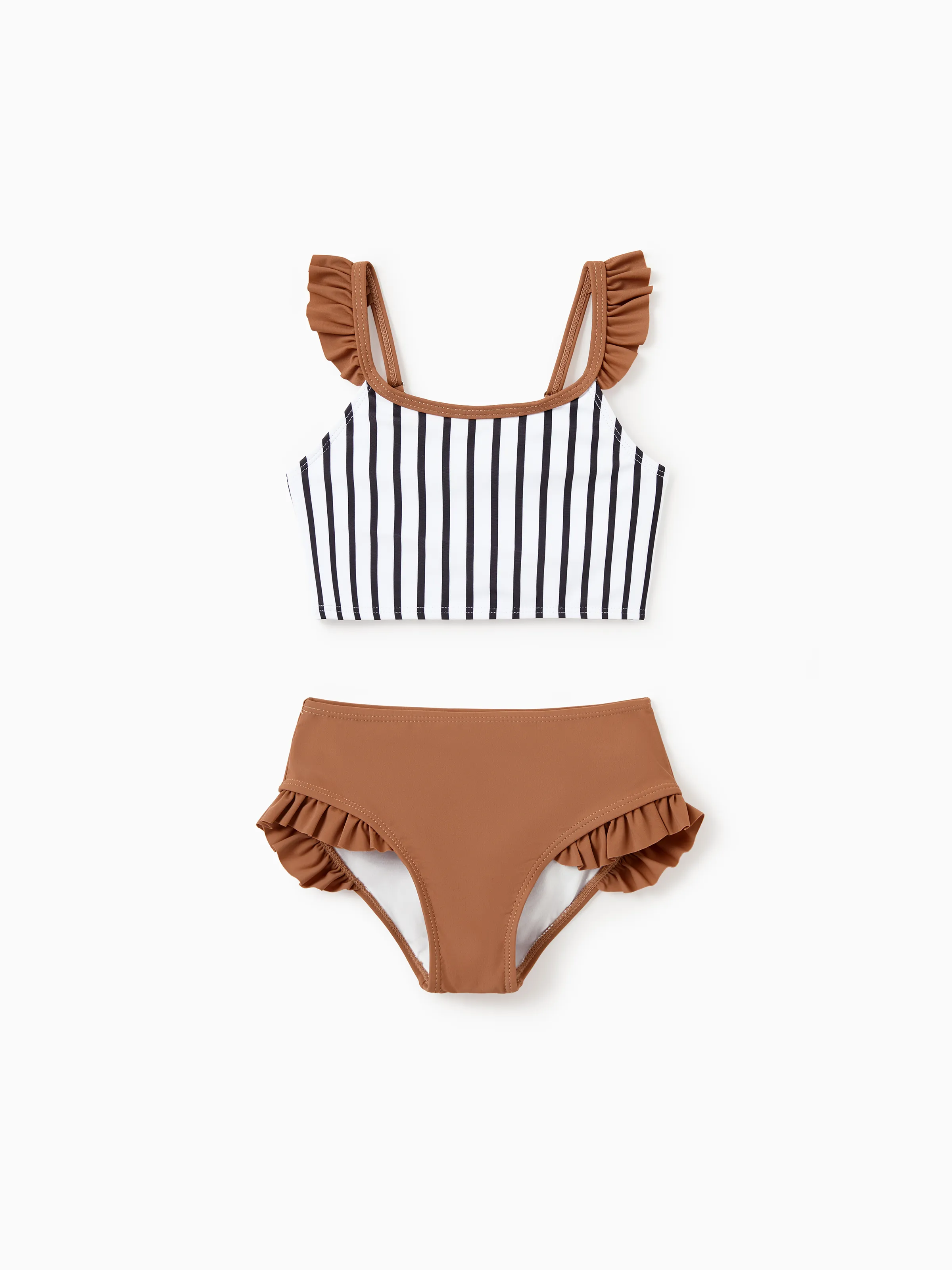 Daddy & Daughter Color Block Swimsuits Striped Bikini & Swim Trunks Set Color block - Image 9