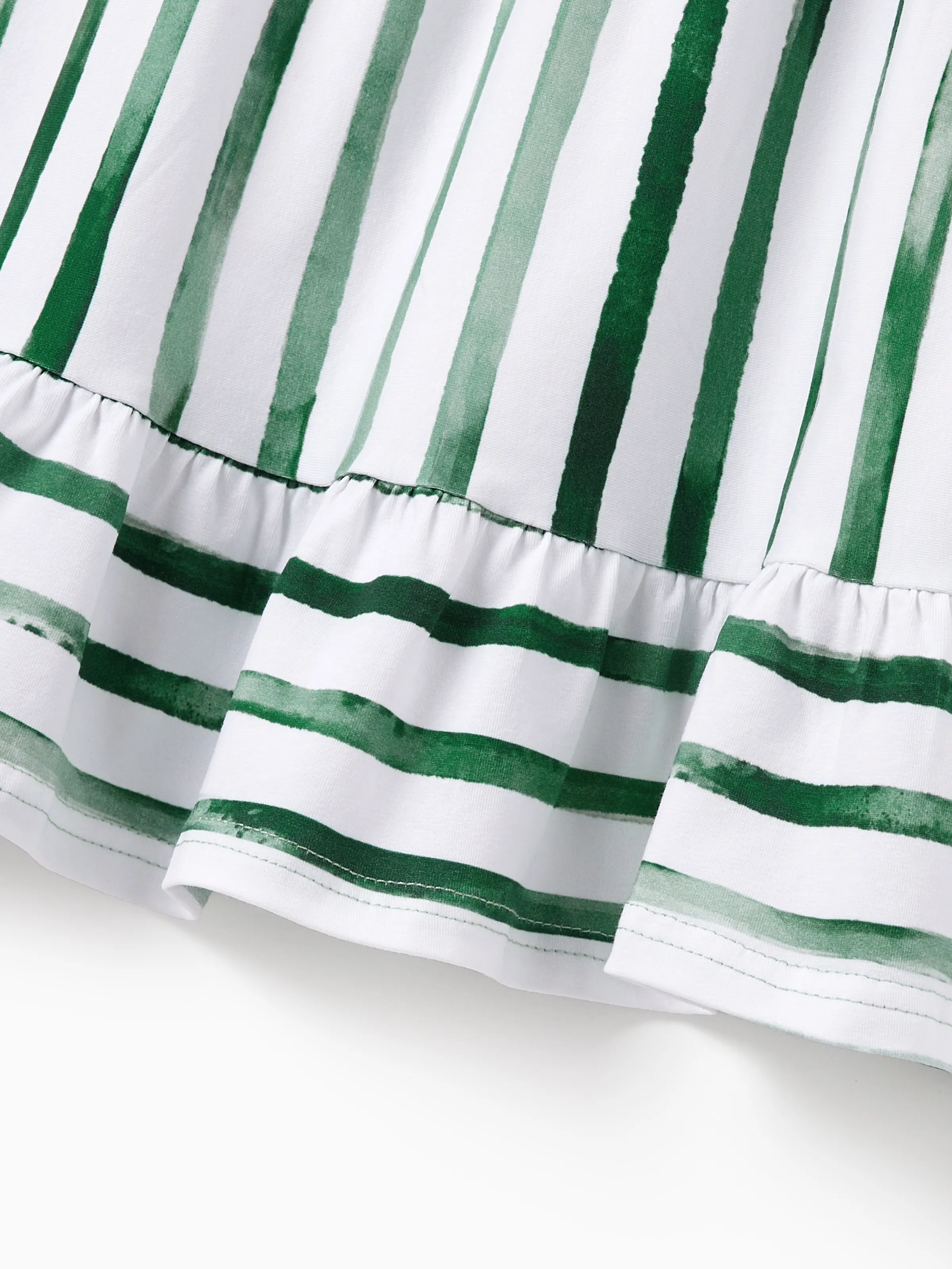 Daddy & Daughter Cotton Outfits Set Green Striped T-Shirt and Dress Set for Dad, Mom, Kids & Baby, Perfect for Summer Family Outings & Photos Green - Image 17