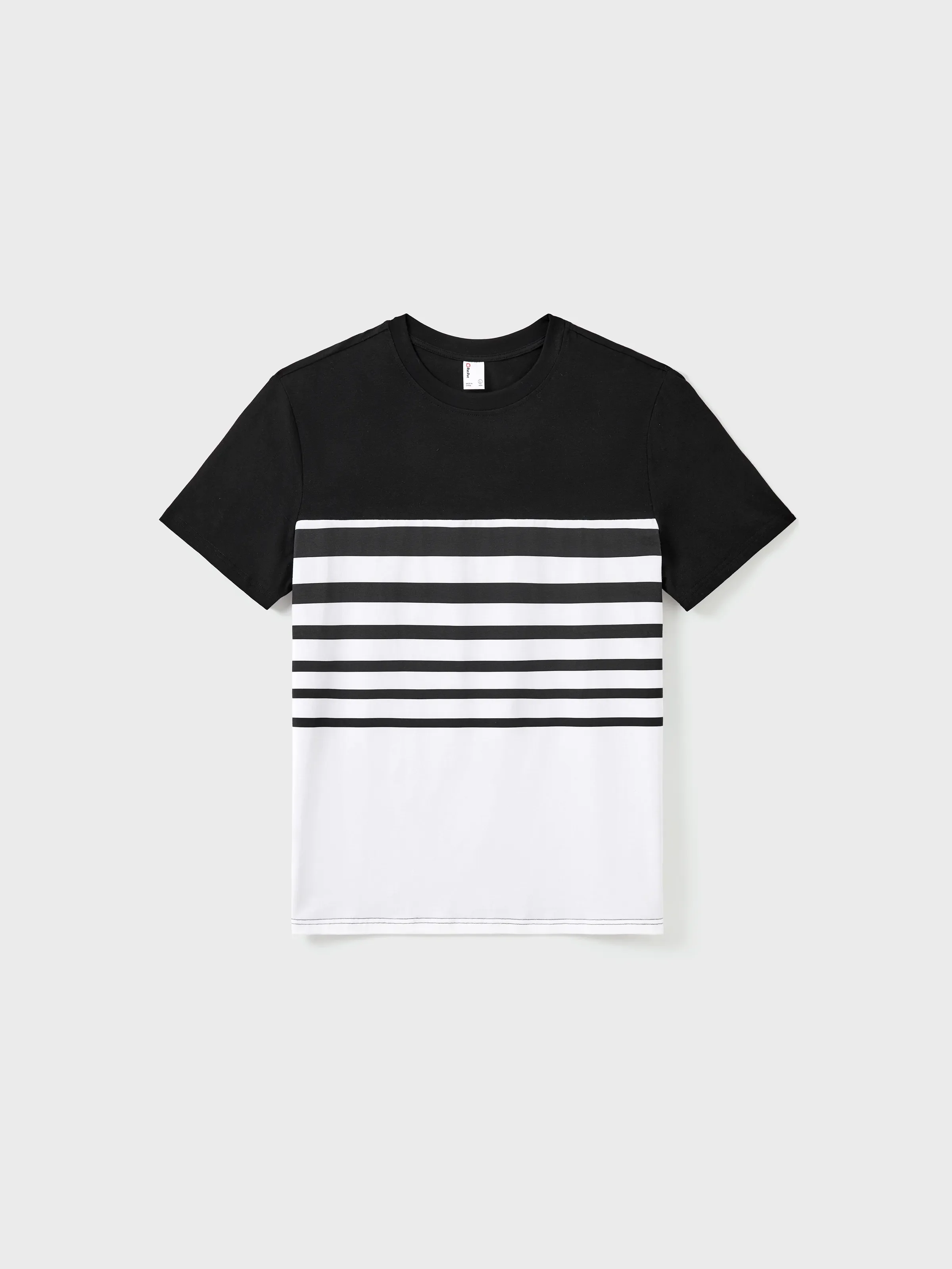 Daddy & Daughter Cotton Set Black and White Stripe T-shirt or Strap Bodycon Dress Black+White - Image 3