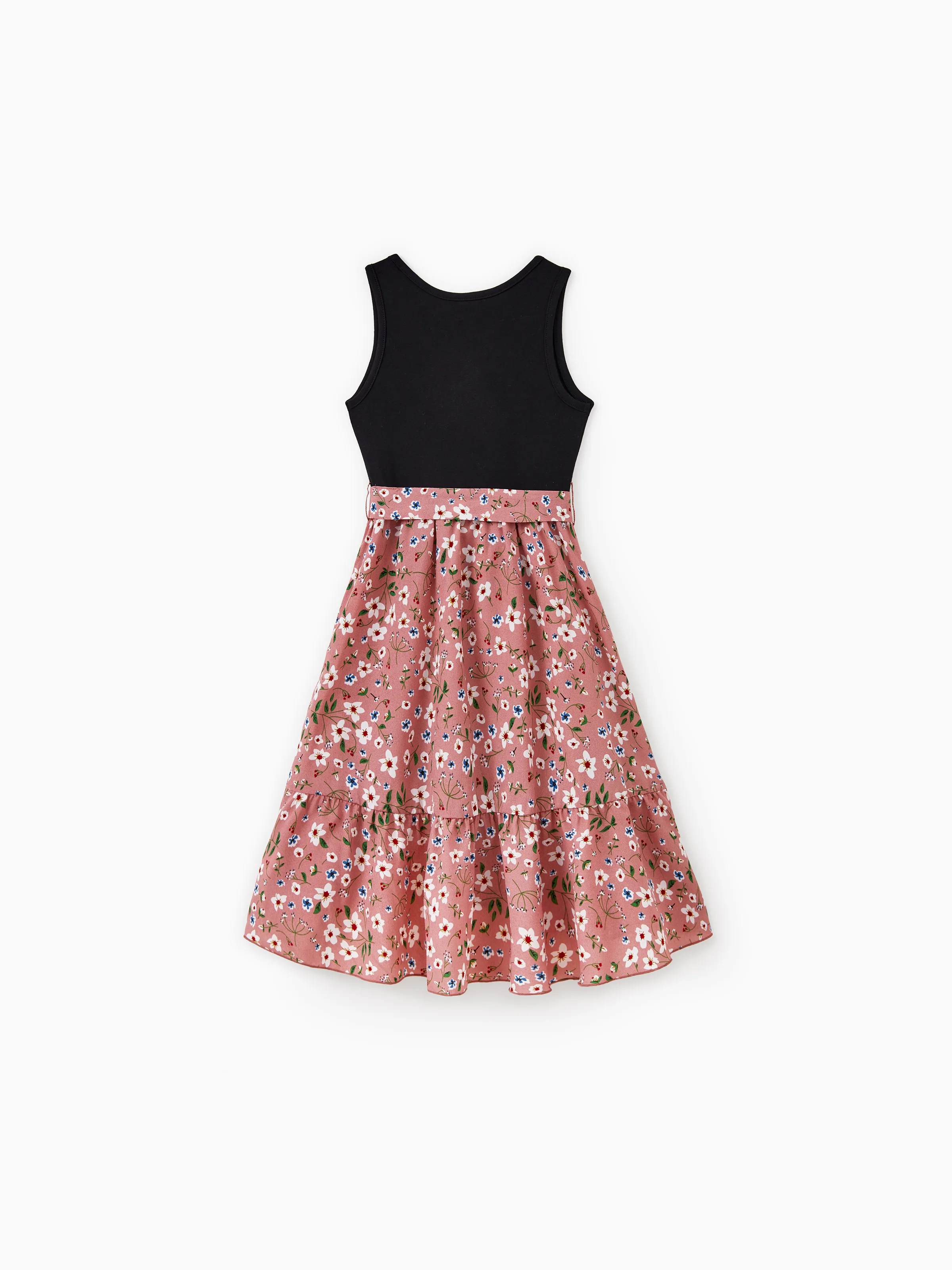Daddy & Daughter Cotton T-Shirt & Dress Set Daddy / Mini Print Black Tee for Dad and boy, Floral Print splicing Dress for Mom, girl and Baby, Perfect for Summer Family Outings Black - Image 9