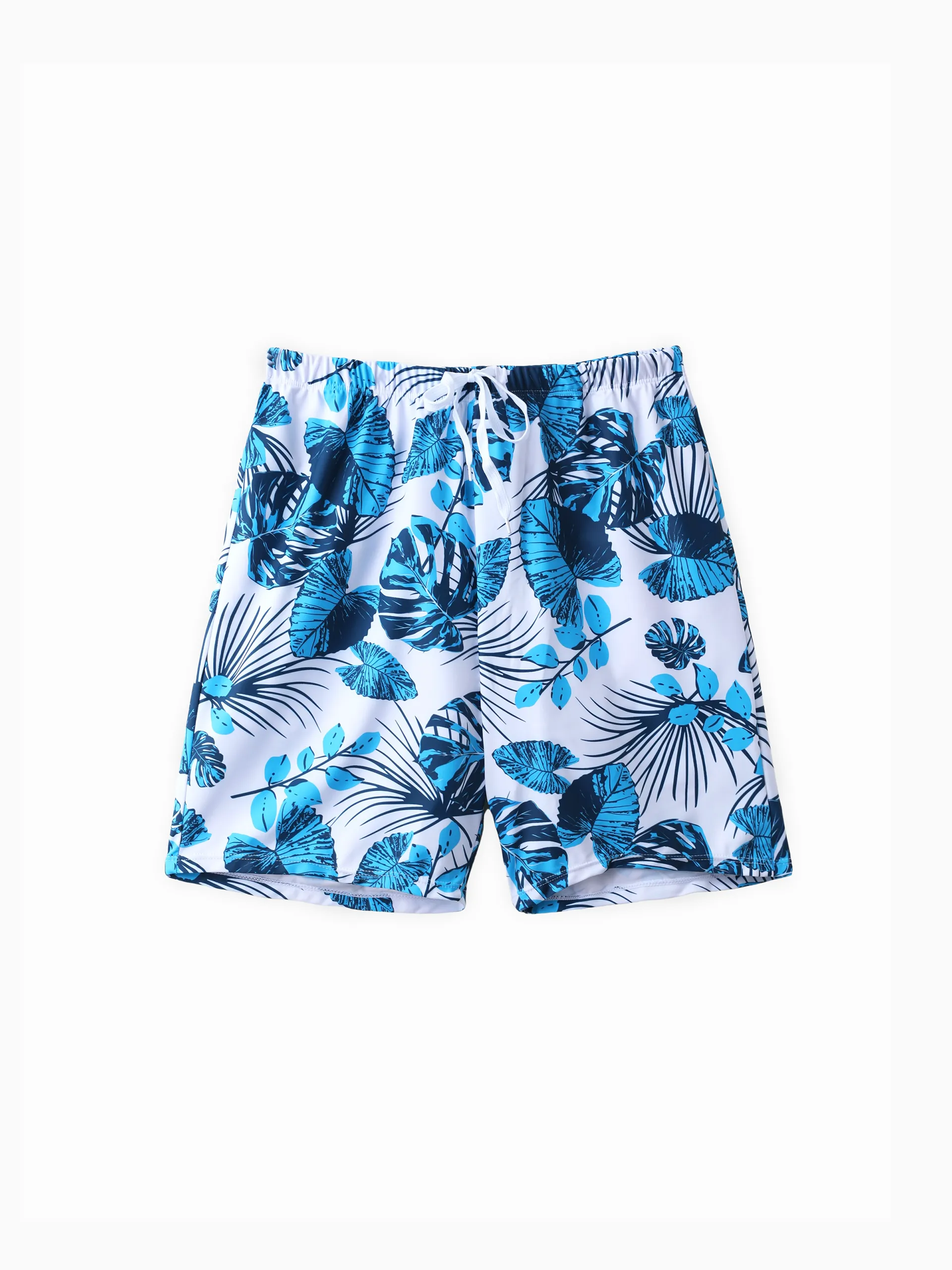 Daddy & Daughter Drawstring Swim Trunks or Cut Out Lace UP Back One-Piece Swimsuit BLUEWHITE - Image 3