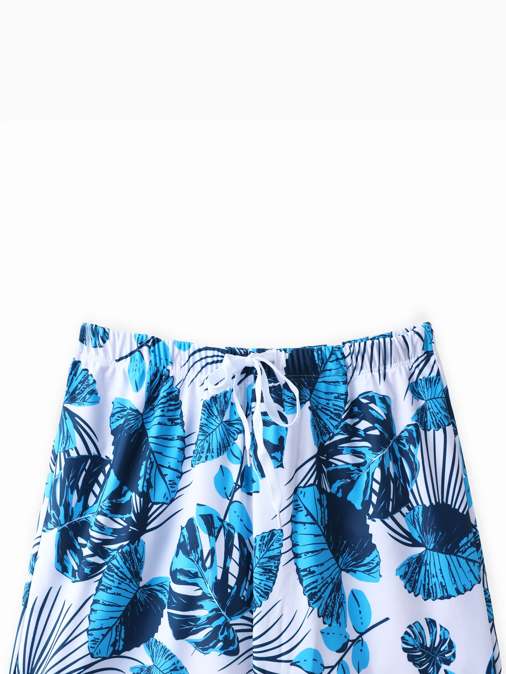 Daddy & Daughter Drawstring Swim Trunks or Cut Out Lace UP Back One-Piece Swimsuit BLUEWHITE - Image 4