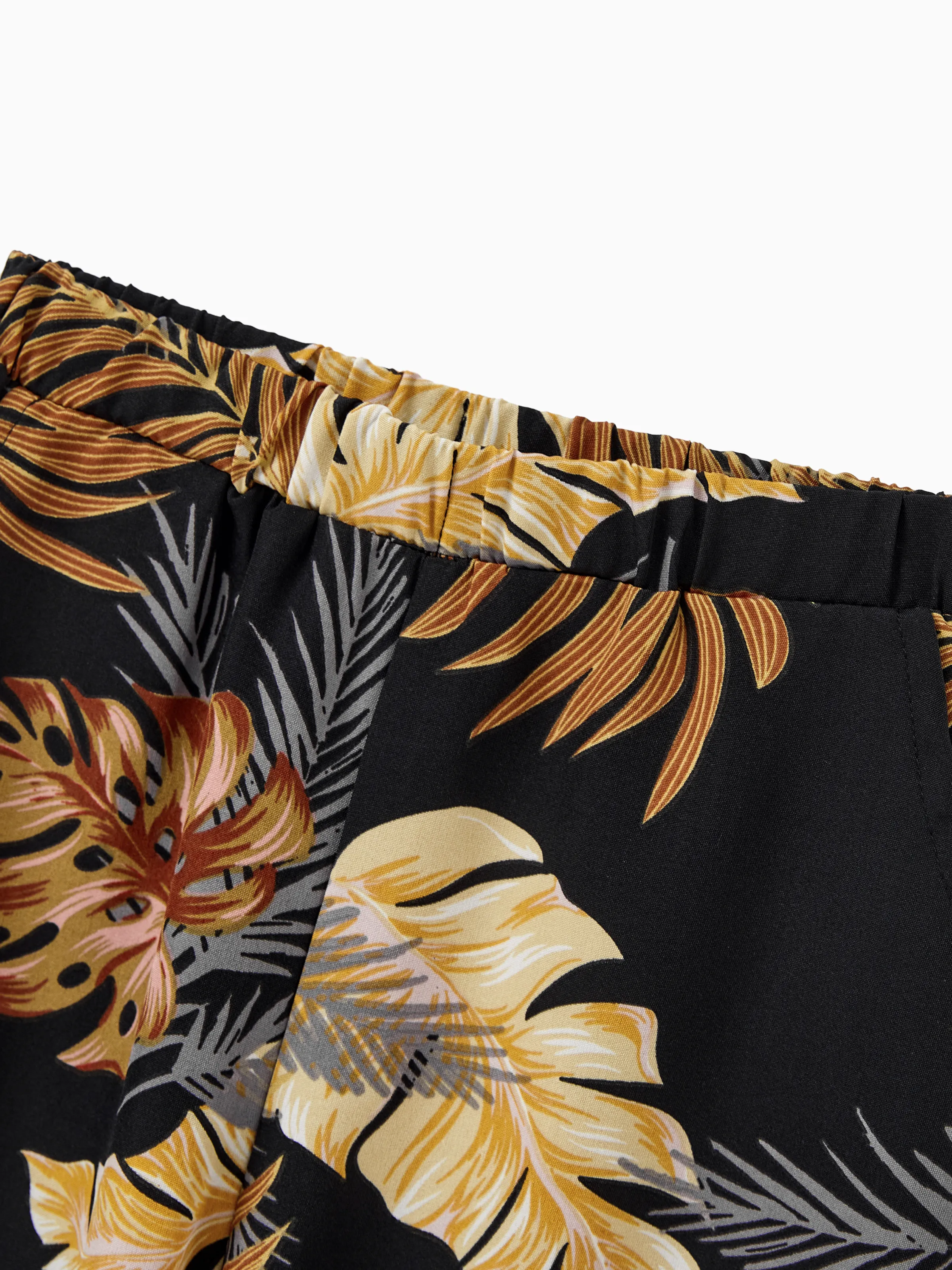 Daddy & Daughter Floral Print Beach Wear Short-sleeve Shirt or Camisole top and Wide-Leg Pants Set for Summer Vacation Family Looks Black+White - Image 17