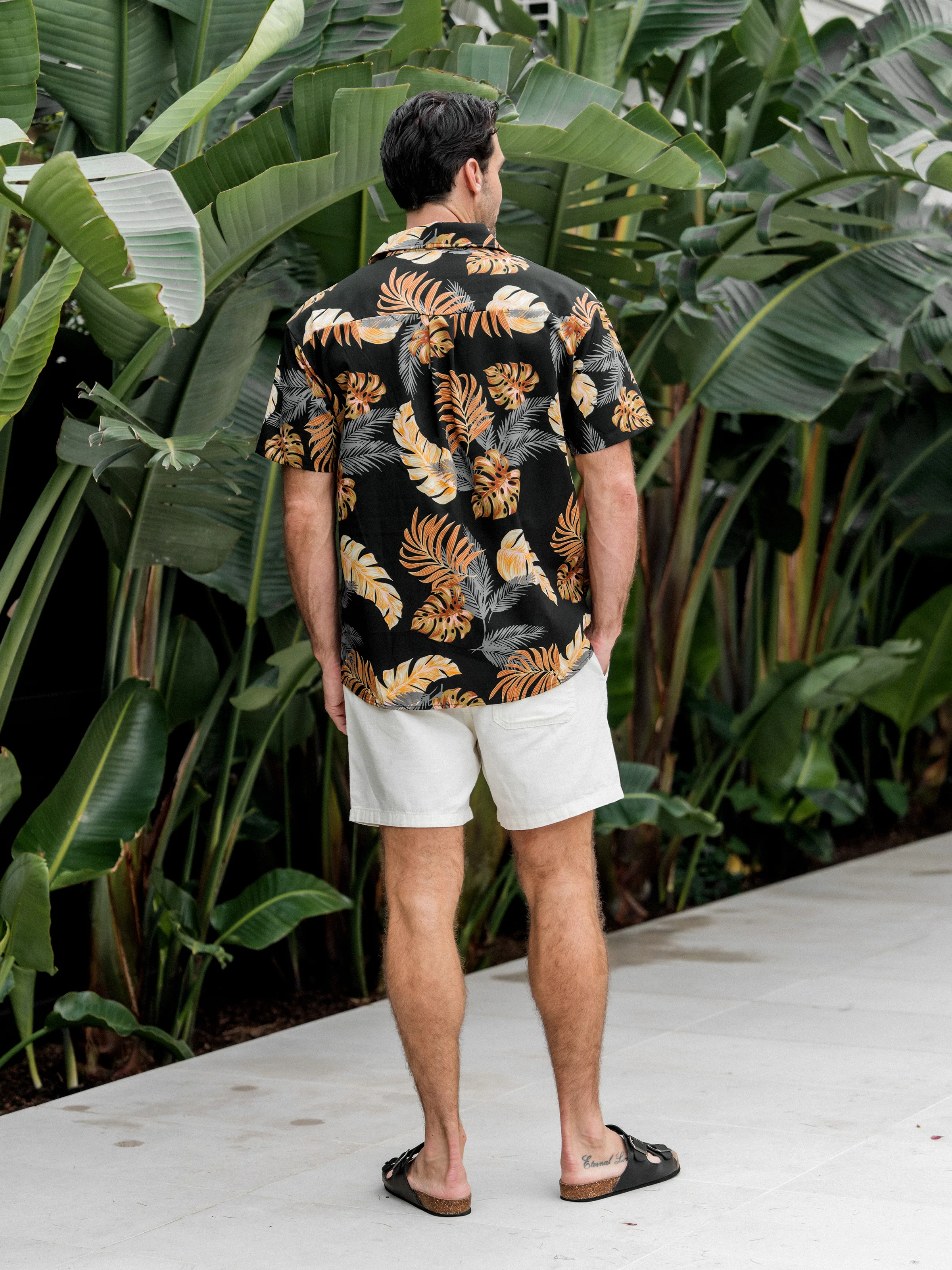 Daddy & Daughter Floral Print Beach Wear Short-sleeve Shirt or Camisole top and Wide-Leg Pants Set for Summer Vacation Family Looks Black+White - Image 5