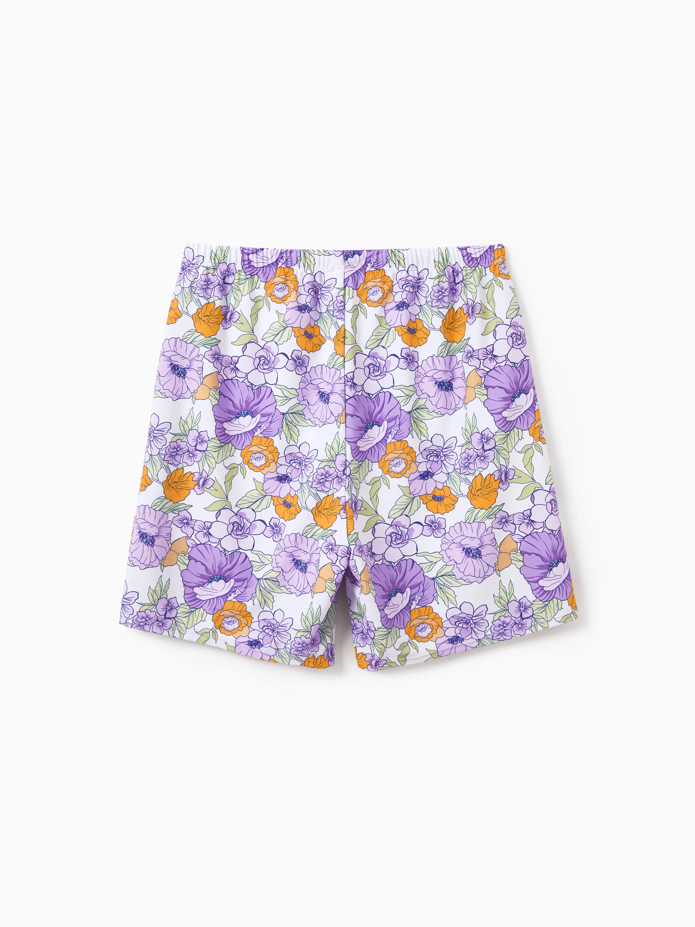 Daddy & Daughter Floral Print Swimsuits Ruffled One-Piece Bathing Suit & Swim Trunks Set Purple - Image 7