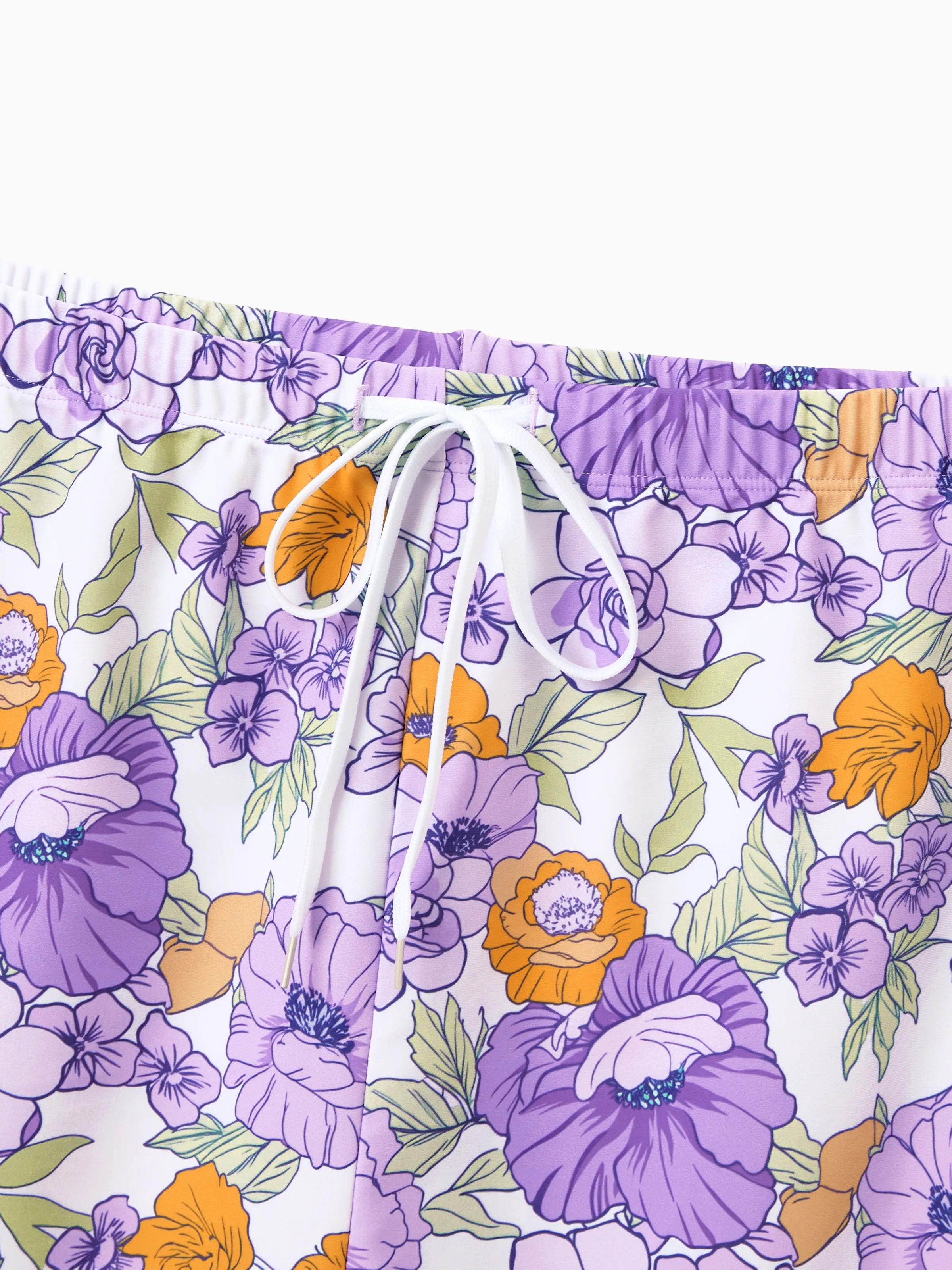Daddy & Daughter Floral Print Swimsuits Ruffled One-Piece Bathing Suit & Swim Trunks Set Purple - Image 8
