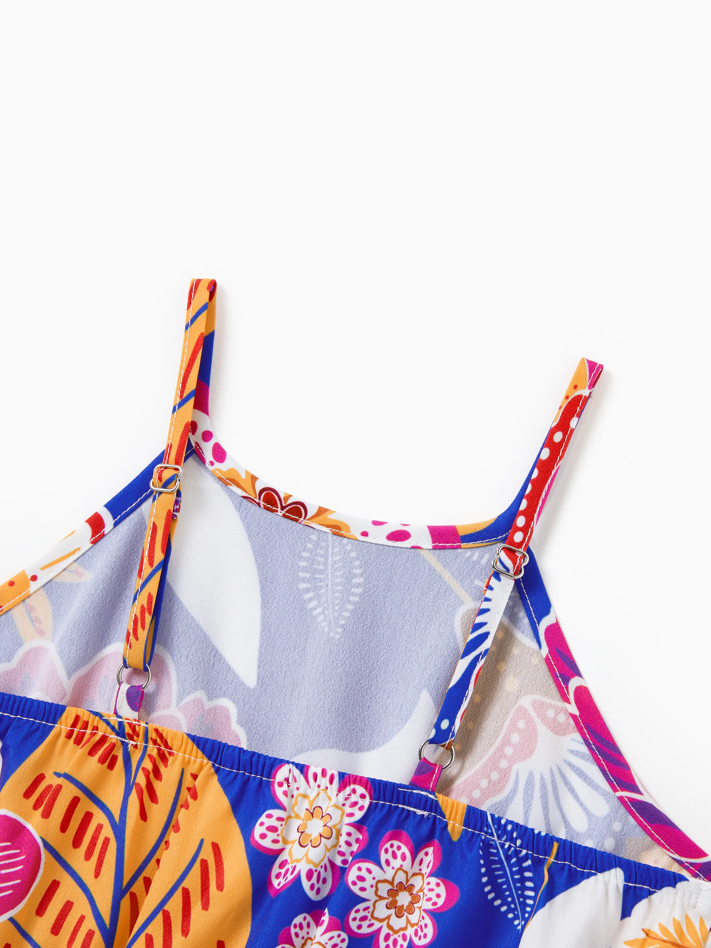 Daddy & Daughter Hawaiian Outfits Tropical Floral Print Vacation Clothes Strap Belted Dress or Short-sleeve Shirts Summer Beachwear Set Navy - Image 11