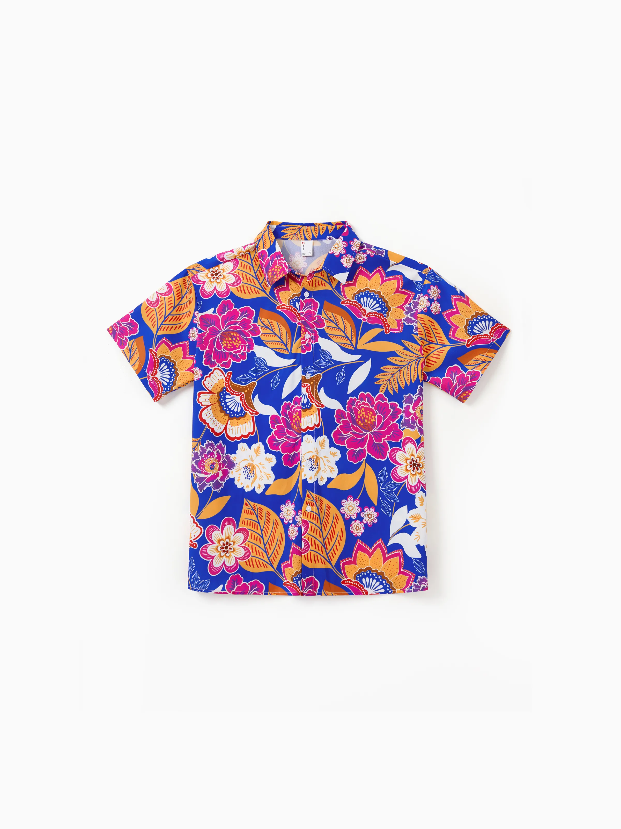Daddy & Daughter Hawaiian Outfits Tropical Floral Print Vacation Clothes Strap Belted Dress or Short-sleeve Shirts Summer Beachwear Set Navy - Image 3