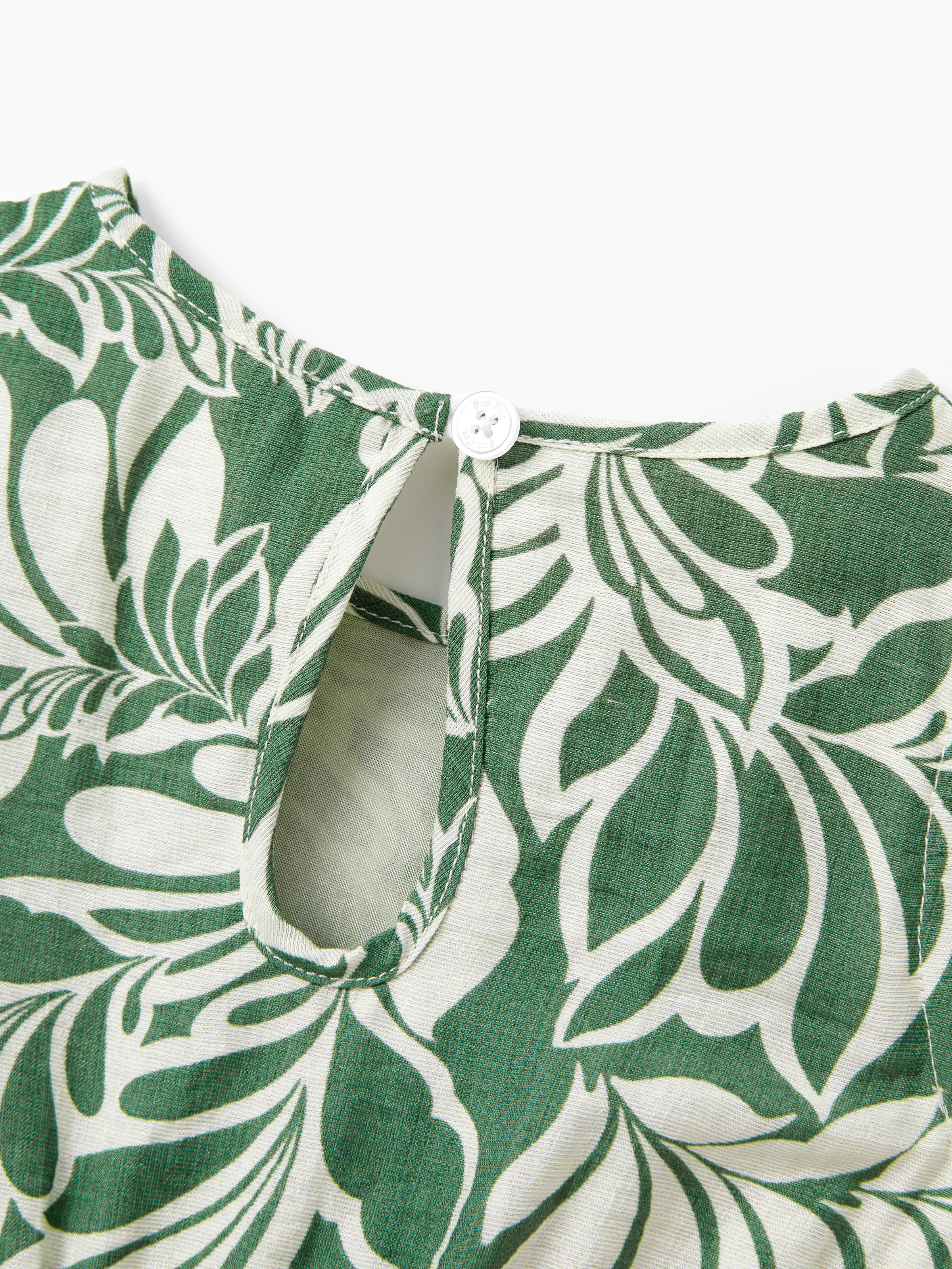 Daddy & Daughter Leaf Print Short-sleeve Shirt or Halter Dress Green Set Green - Image 17