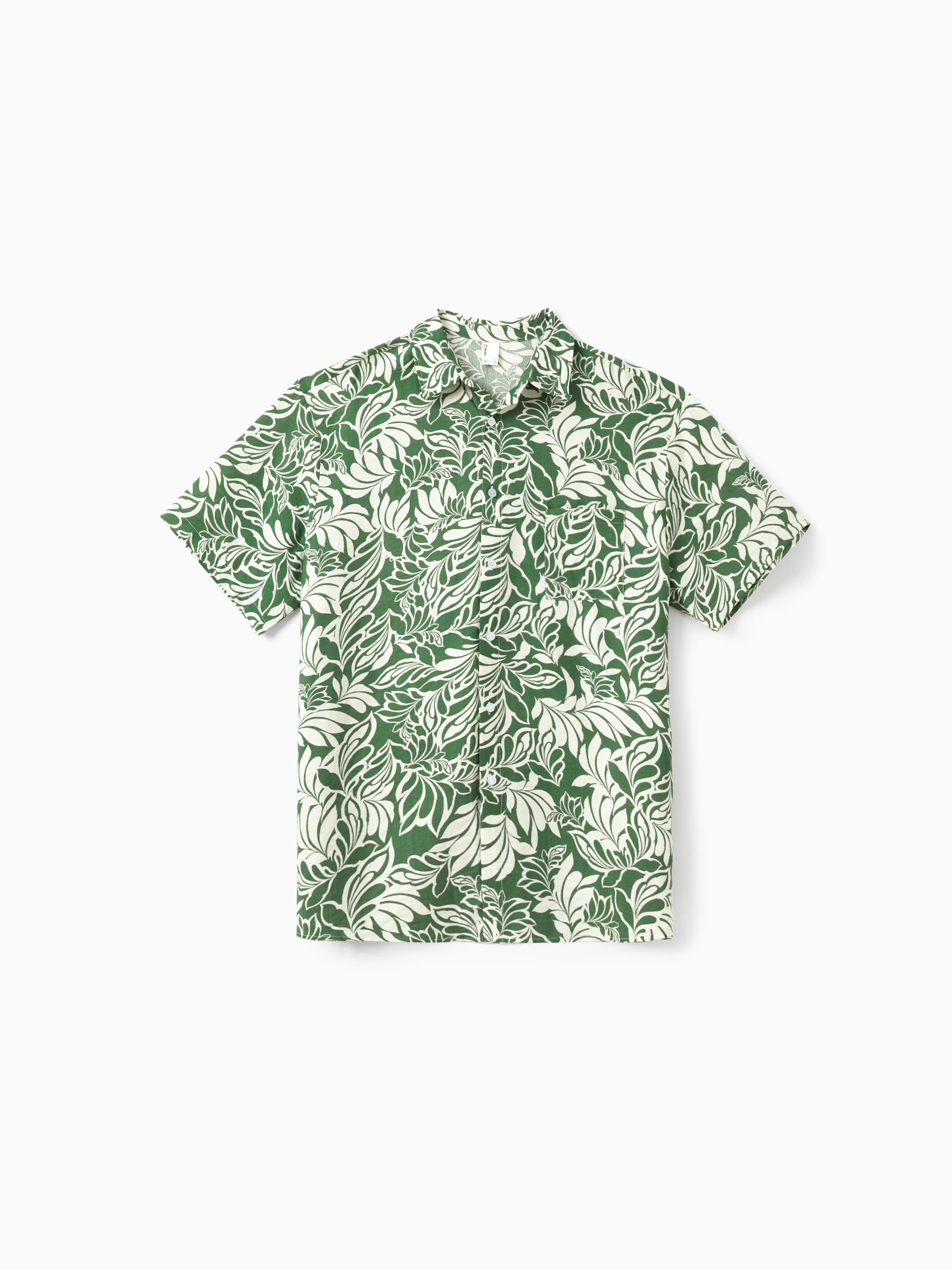 Daddy & Daughter Leaf Print Short-sleeve Shirt or Halter Dress Green Set Green - Image 6