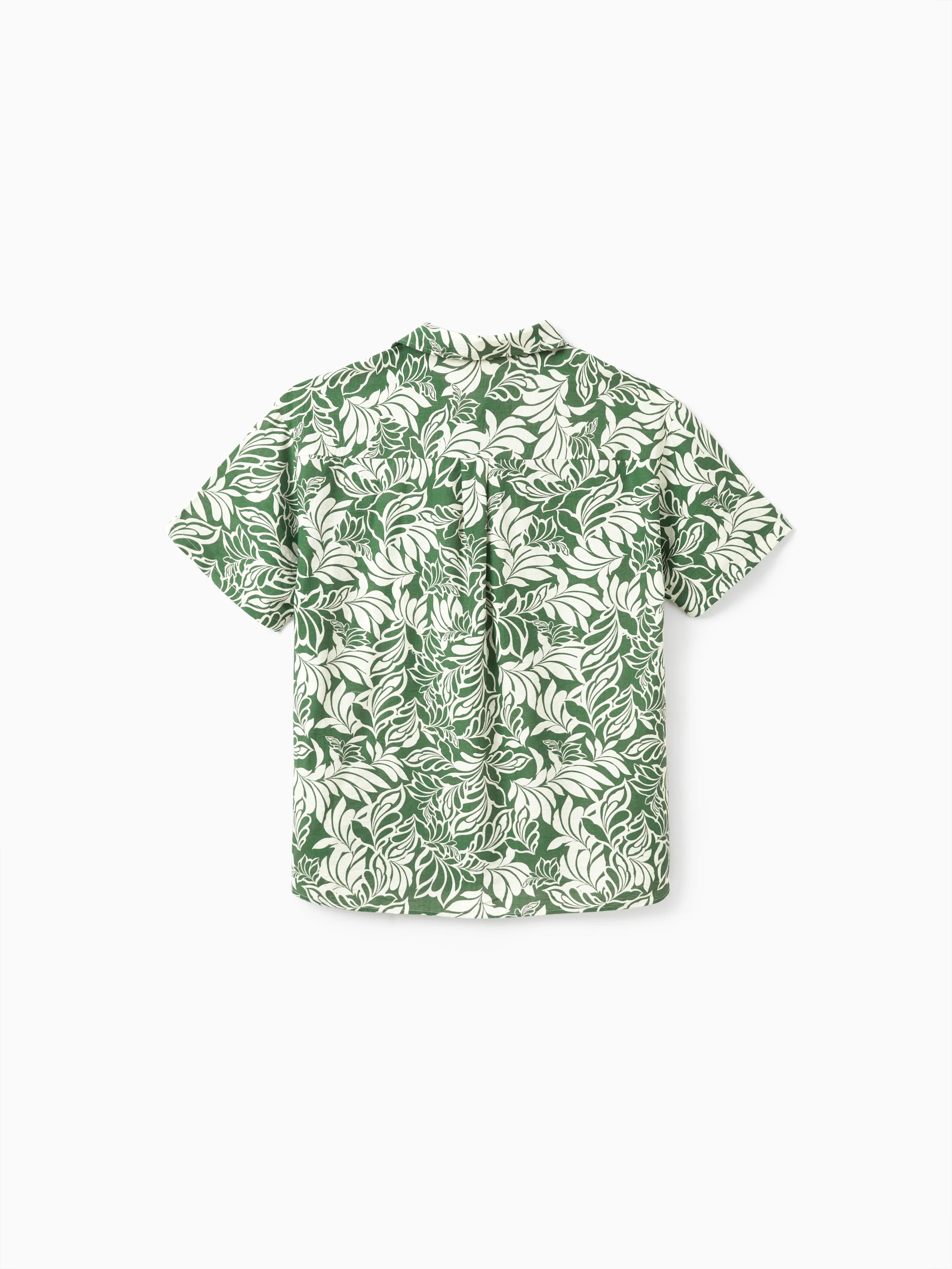 Daddy & Daughter Leaf Print Short-sleeve Shirt or Halter Dress Green Set Green - Image 7