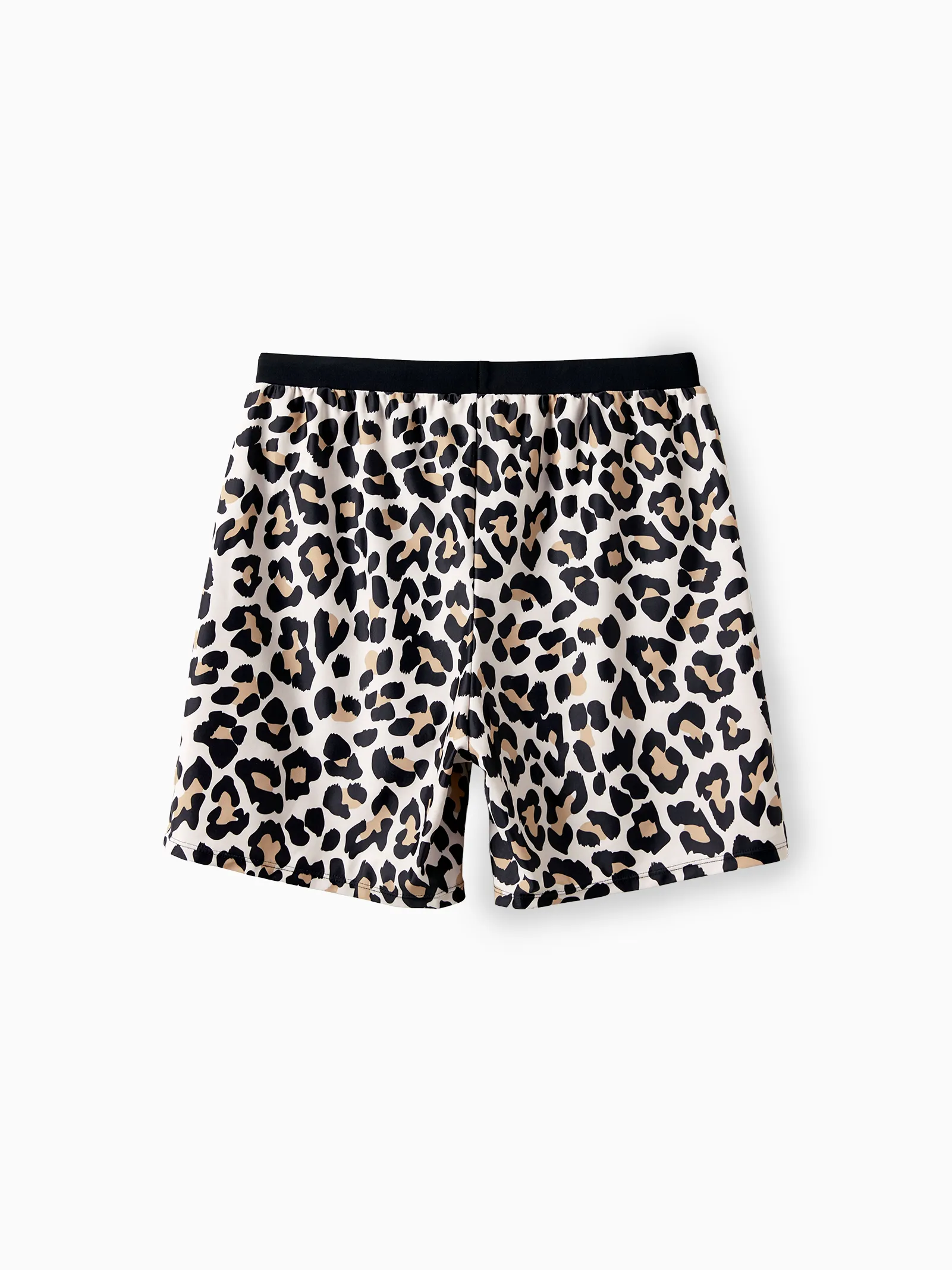 Daddy & Daughter Leopard Pattern Drawstring Swim Trunks or Ruffle Neck Two-Piece Bikini with Optional Cover Up Sarong Skirt Black - Image 4