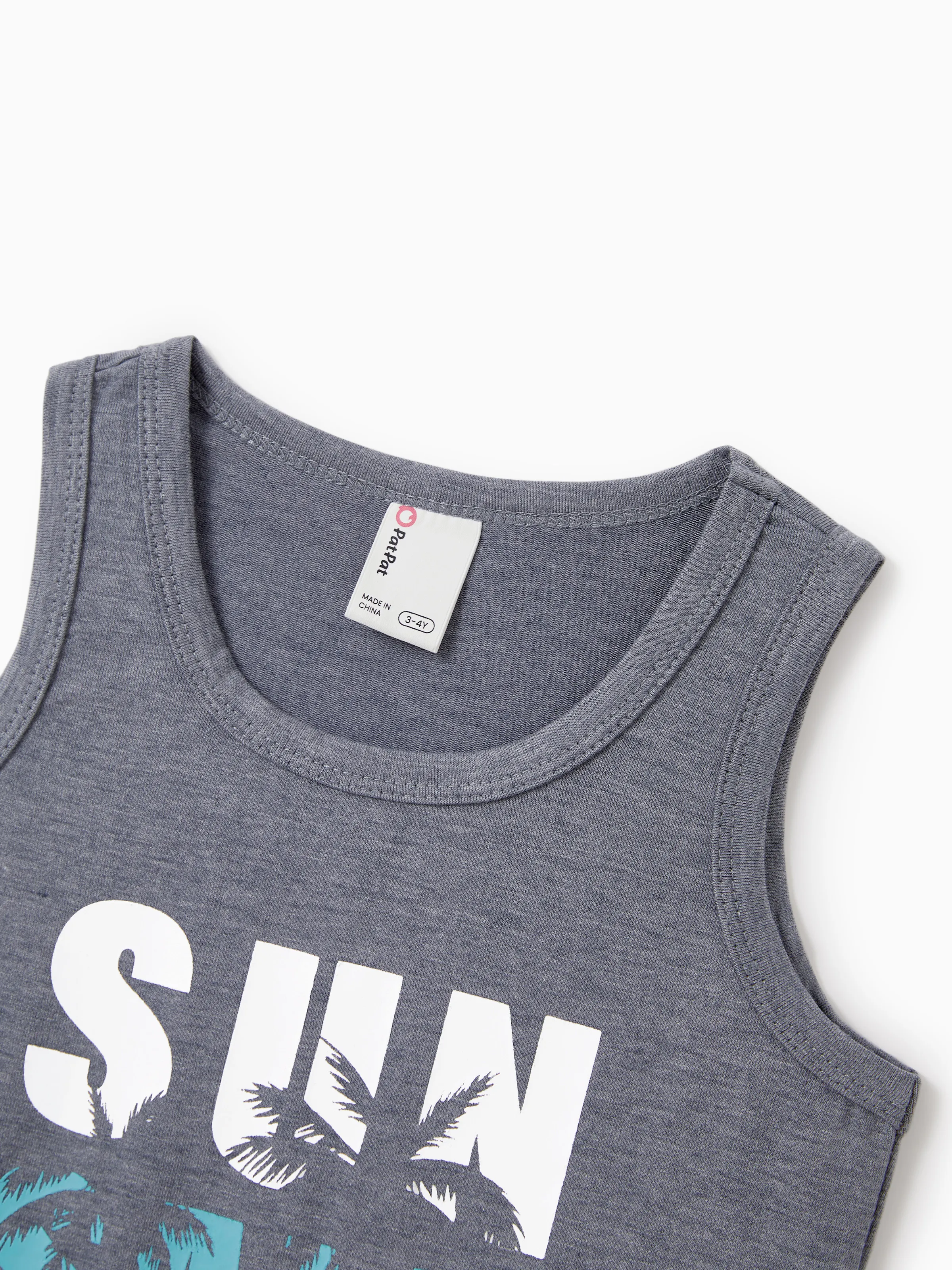 Daddy & Daughter Letter Print Sleeveless Tank Top or Tank Dress Set Grey - Image 10