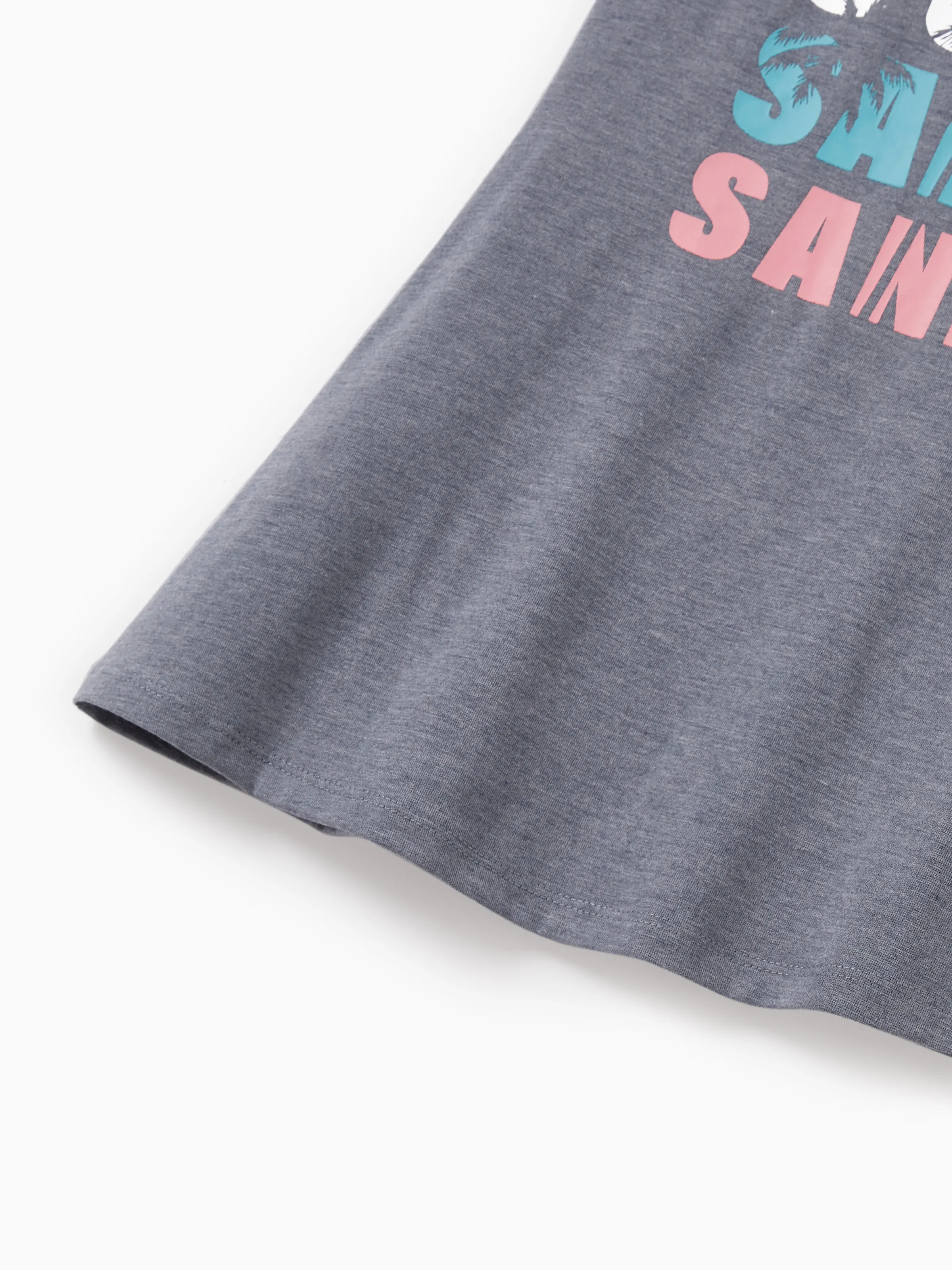 Daddy & Daughter Letter Print Sleeveless Tank Top or Tank Dress Set Grey - Image 12