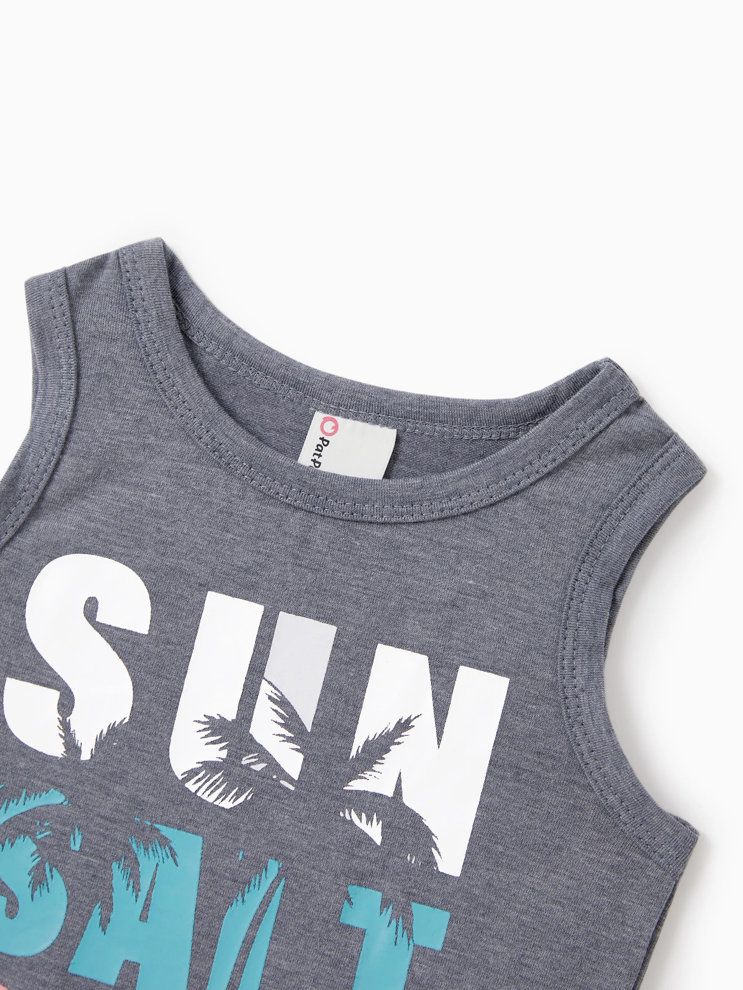 Daddy & Daughter Letter Print Sleeveless Tank Top or Tank Dress Set Grey - Image 15