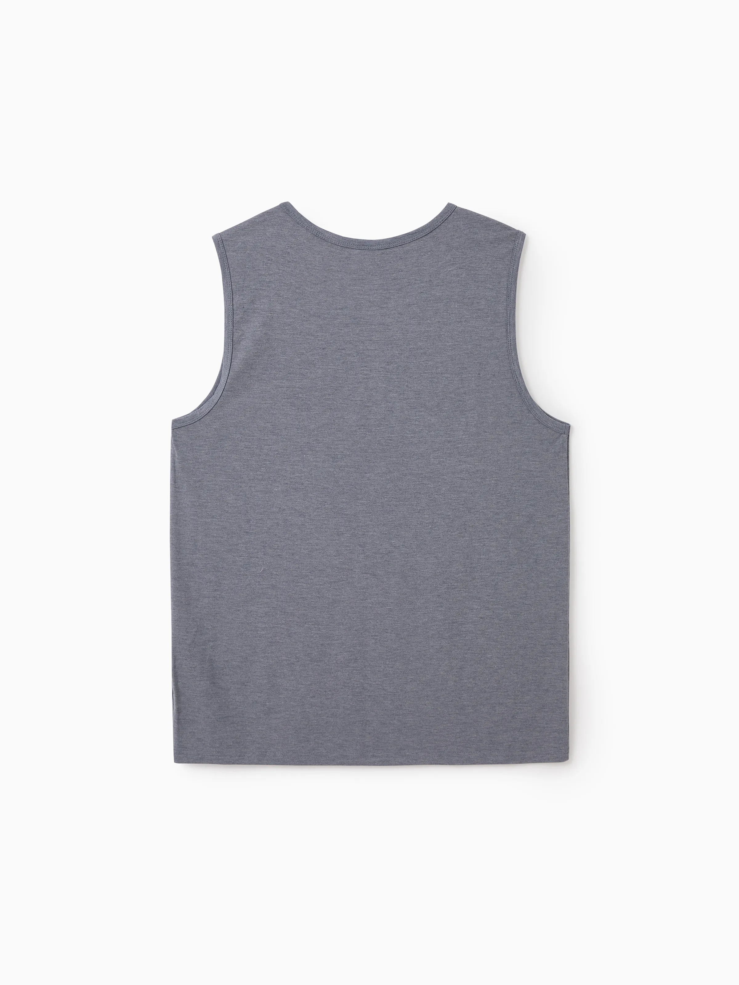 Daddy & Daughter Letter Print Sleeveless Tank Top or Tank Dress Set Grey - Image 4