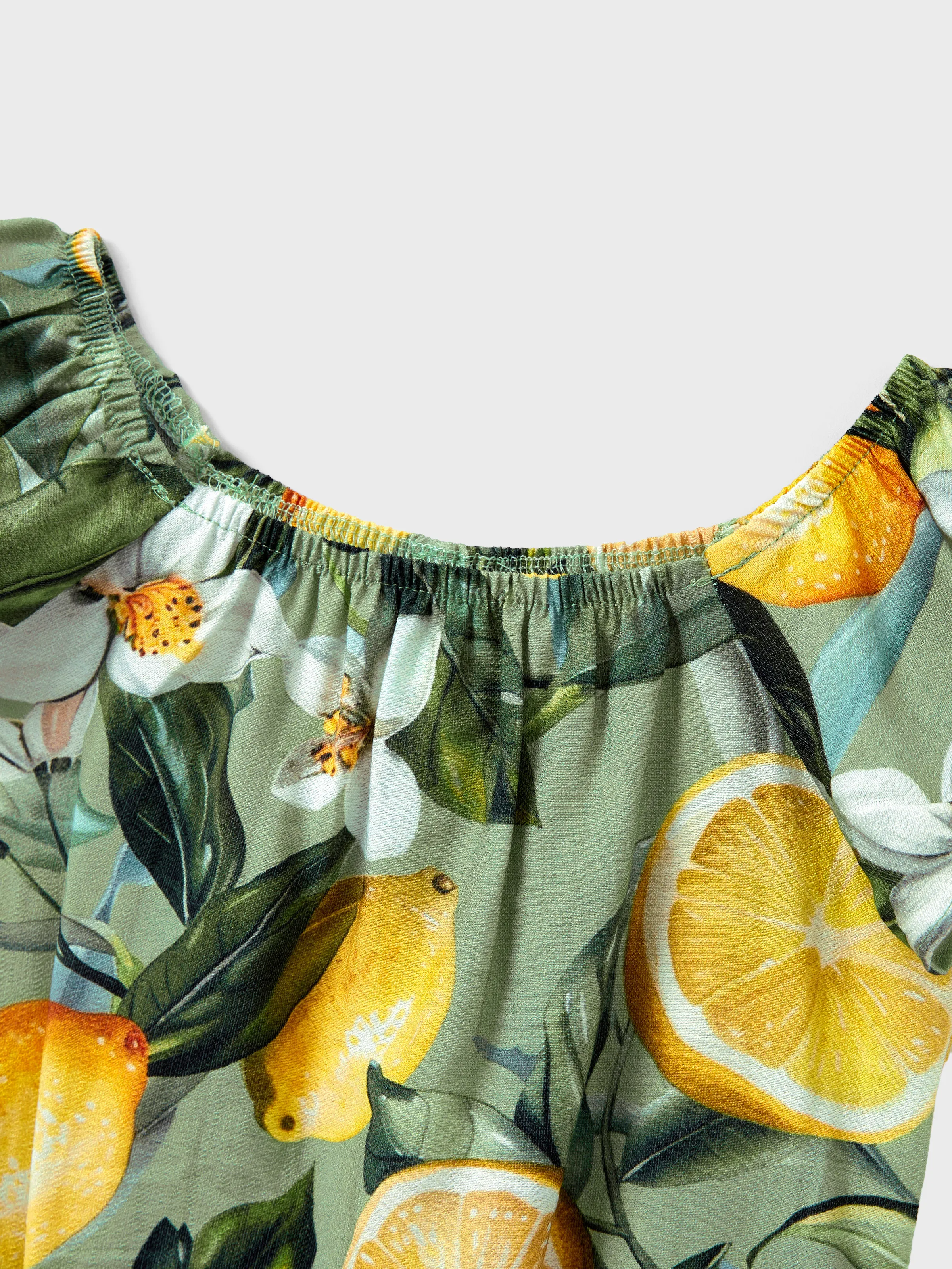 Daddy & Daughter Outfits – Lemon Print Hawaiian Shirts & Summer Dresses – Tropical Vacation Clothes for Men, Women & Kids Green - Image 21