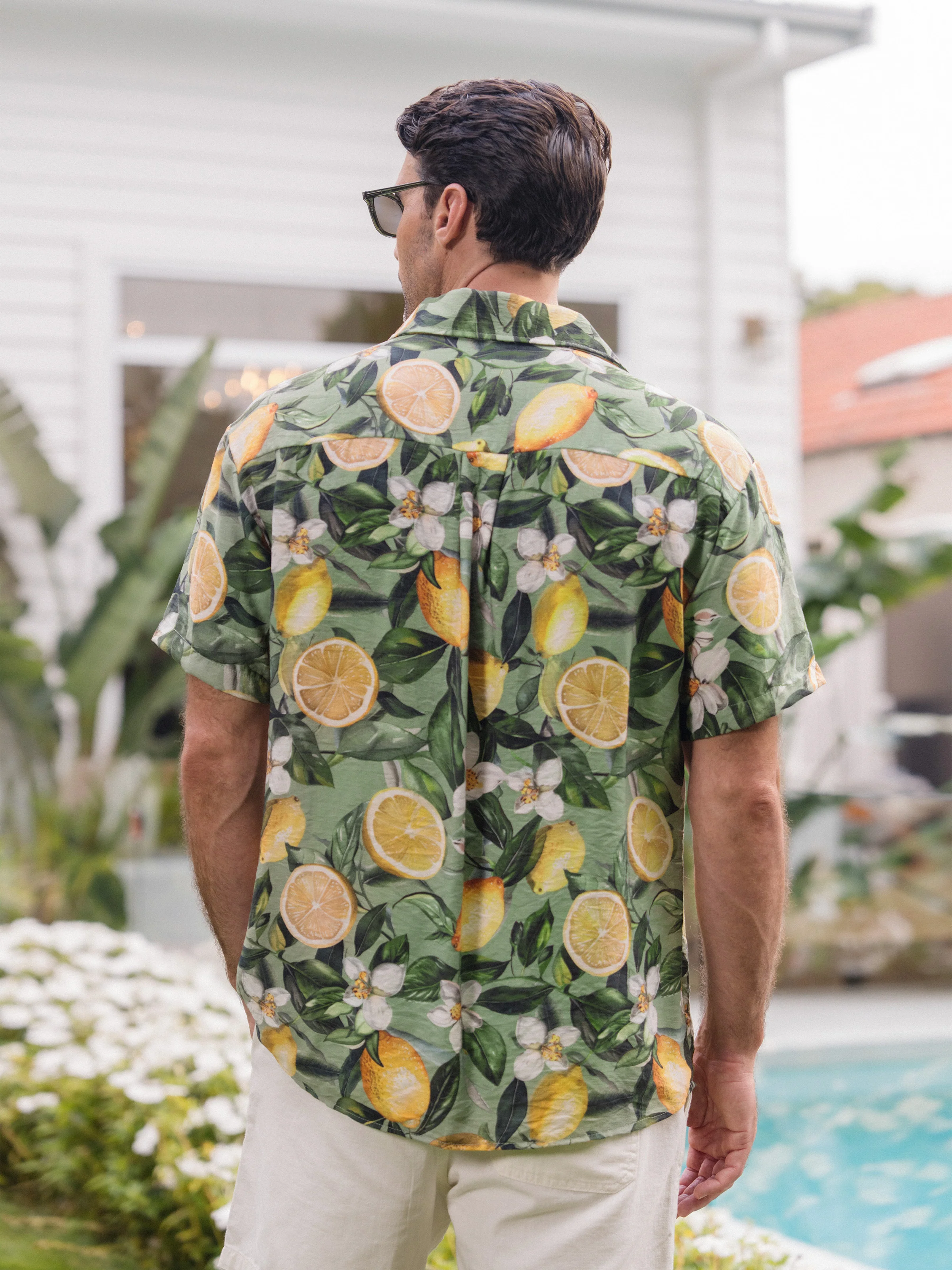 Matching Family Outfits Lemon Print Hawaiian Shirts & Summer Dresses Tropical Vacation Clothes for Men, Women & Kids Green - Image 29
