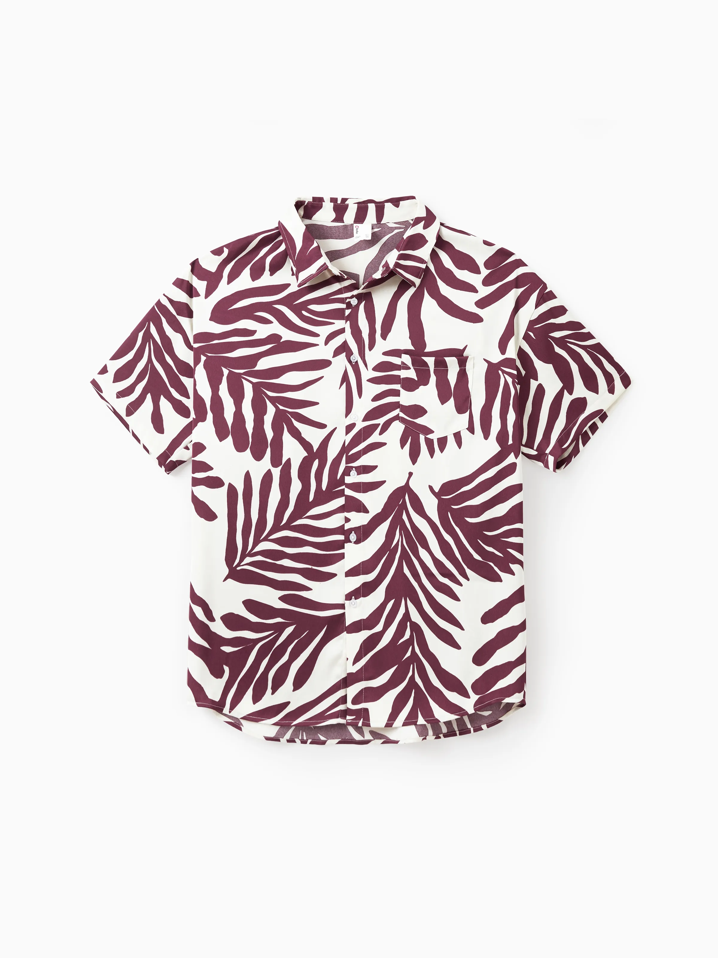 Daddy & Daughter Outfits Red Leaf Print Shirts and Strap Belted Dress for Hawaii/Cruise/Resort/Casual Wear White - Image 3