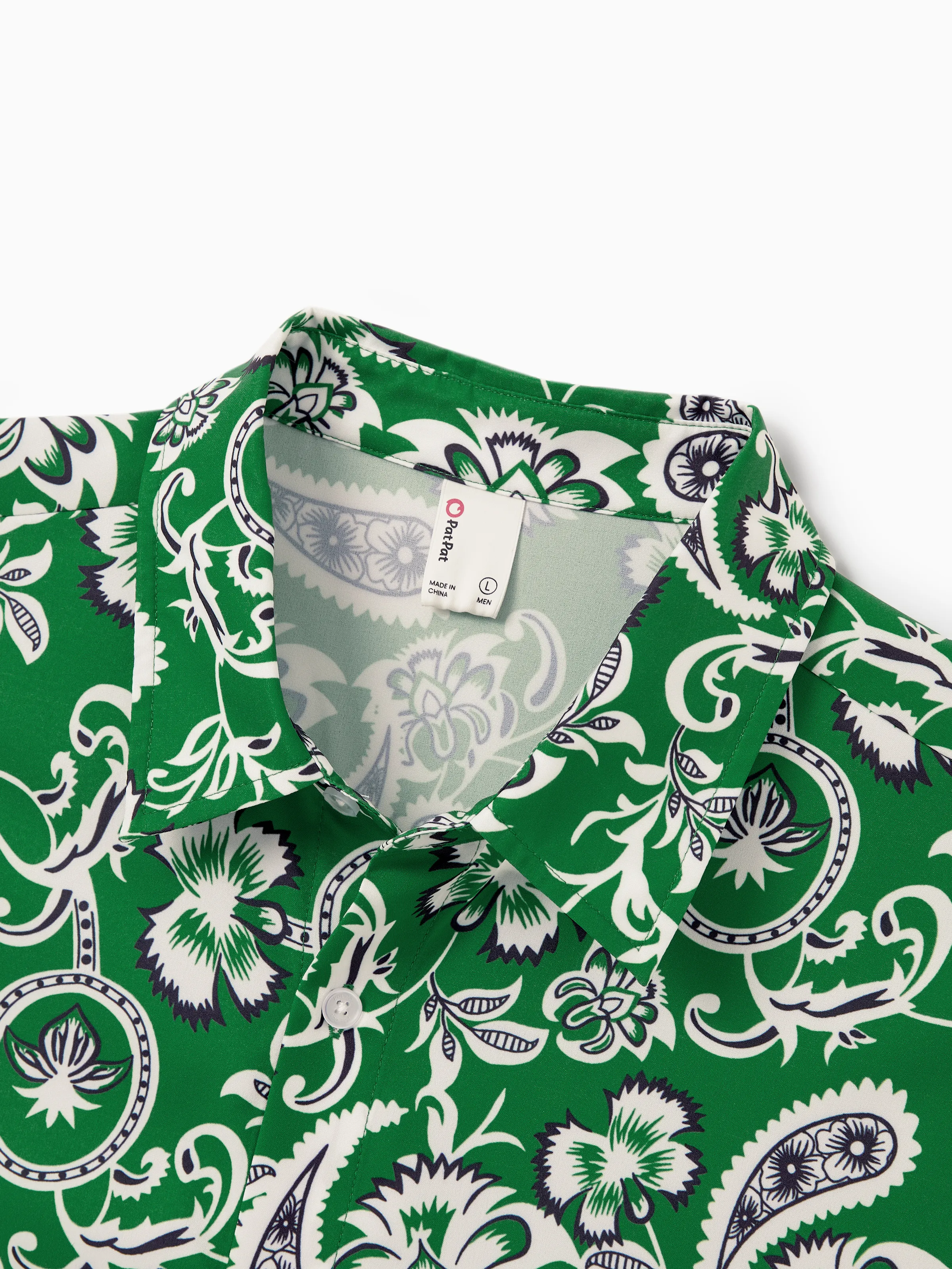 Daddy & Daughter Outfits Set Floral Print Short-sleeve Collar Shirt or Strappy Smocked  Dress for Summer Vacation Green - Image 8