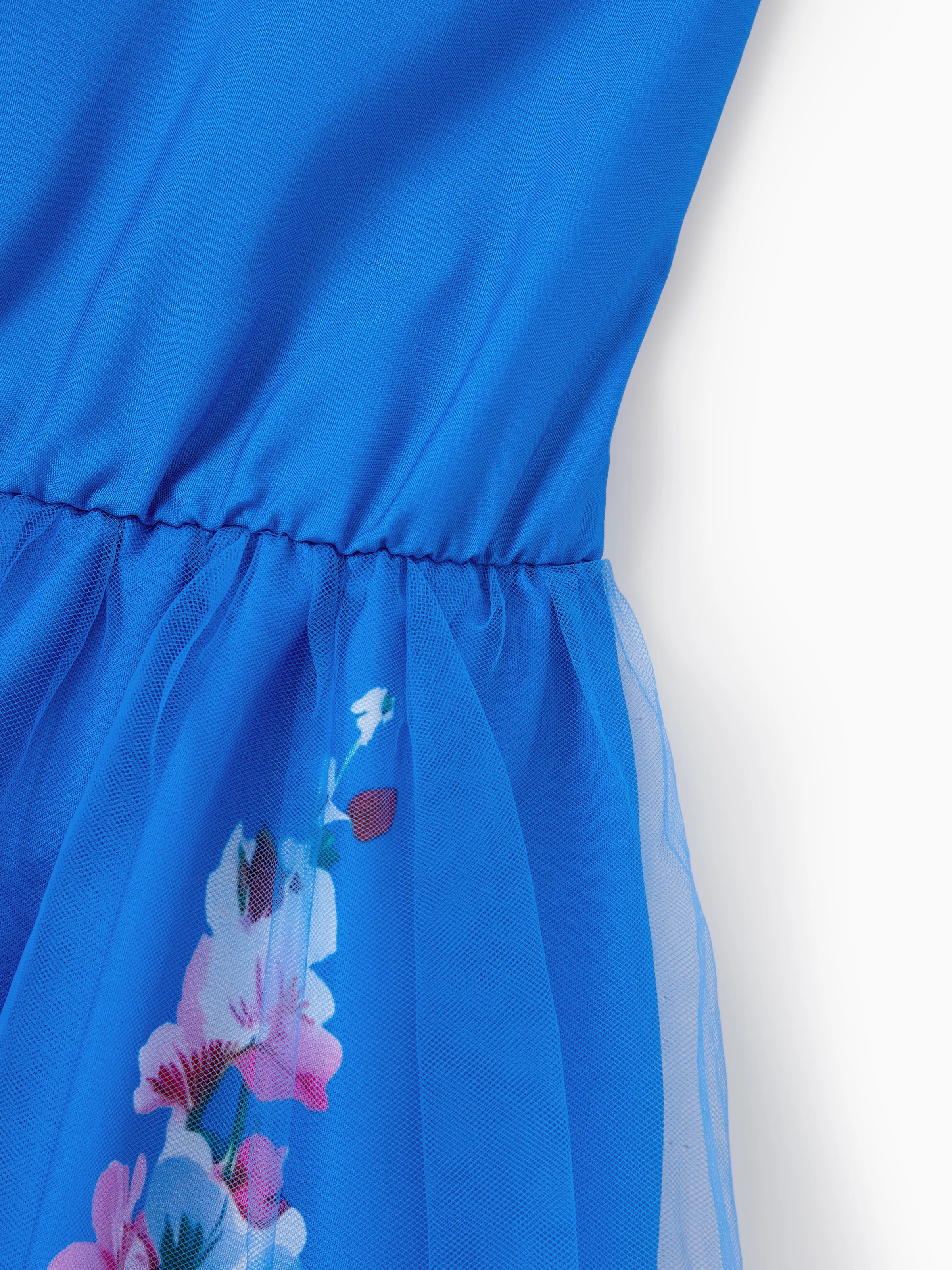 Daddy & Daughter Outfits Set Floral Sleeveless Dress or Short-sleeve T-shirt Blue - Image 12