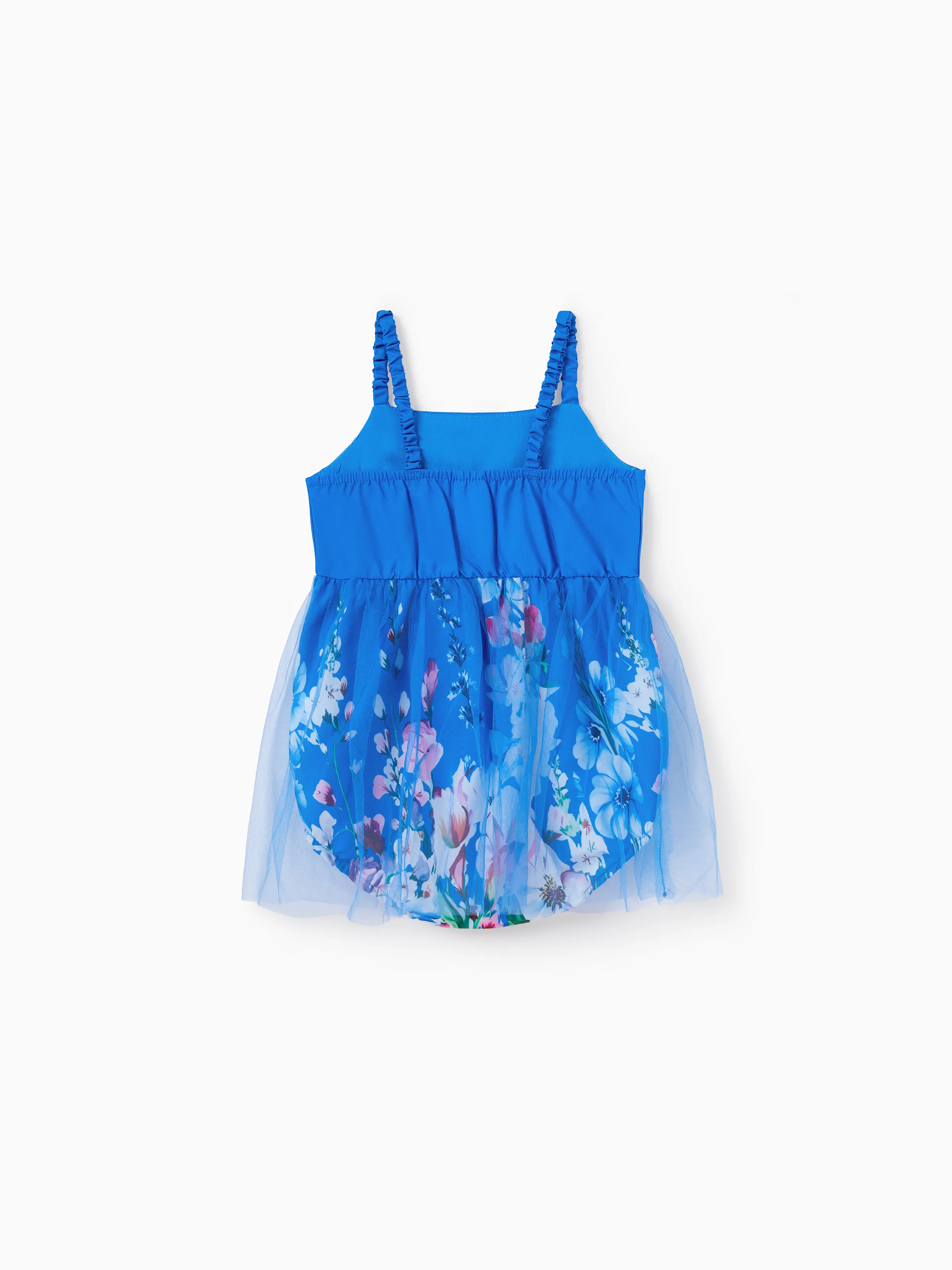 Daddy & Daughter Outfits Set Floral Sleeveless Dress or Short-sleeve T-shirt Blue - Image 14