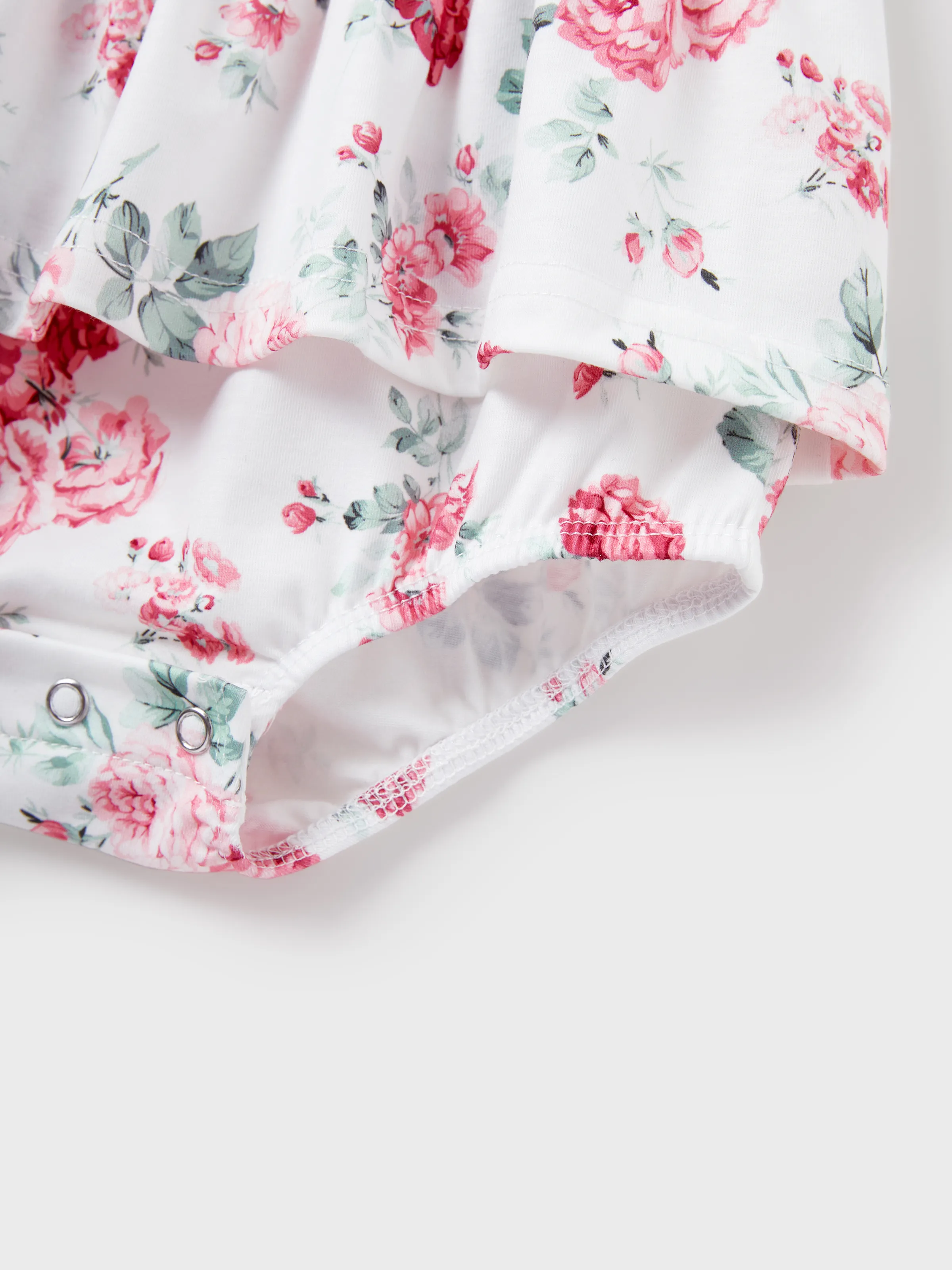Daddy & Daughter Outfits Set Solid Color Short-sleeve Polo Collar Shirt or Flower Print Hollow out Dress Pink - Image 17