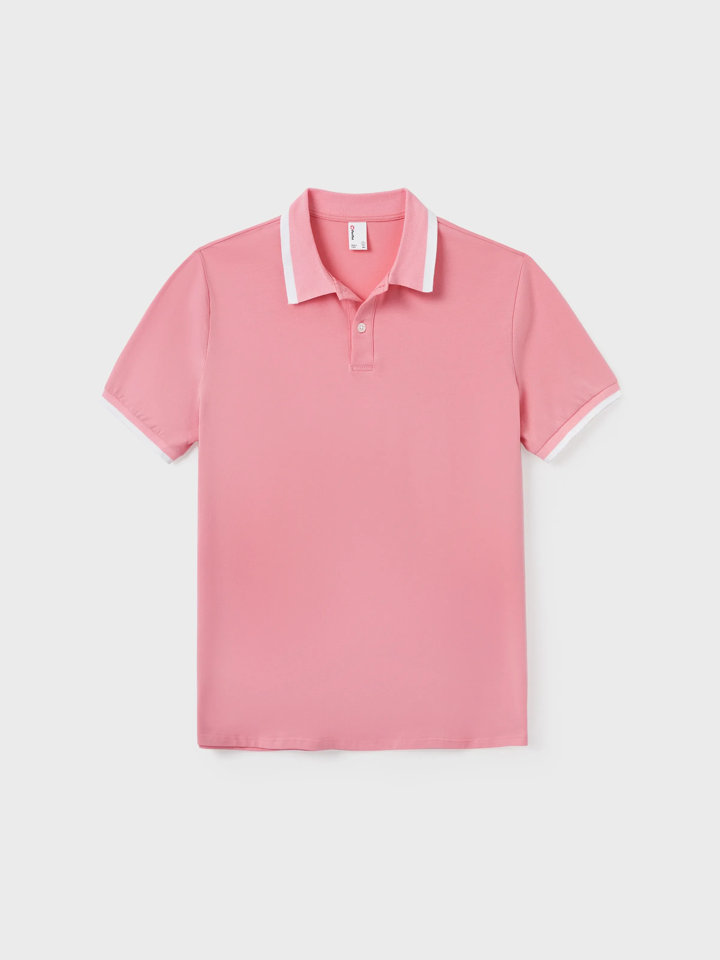 Daddy & Daughter Outfits Set Solid Color Short-sleeve Polo Collar Shirt or Flower Print Hollow out Dress Pink - Image 3